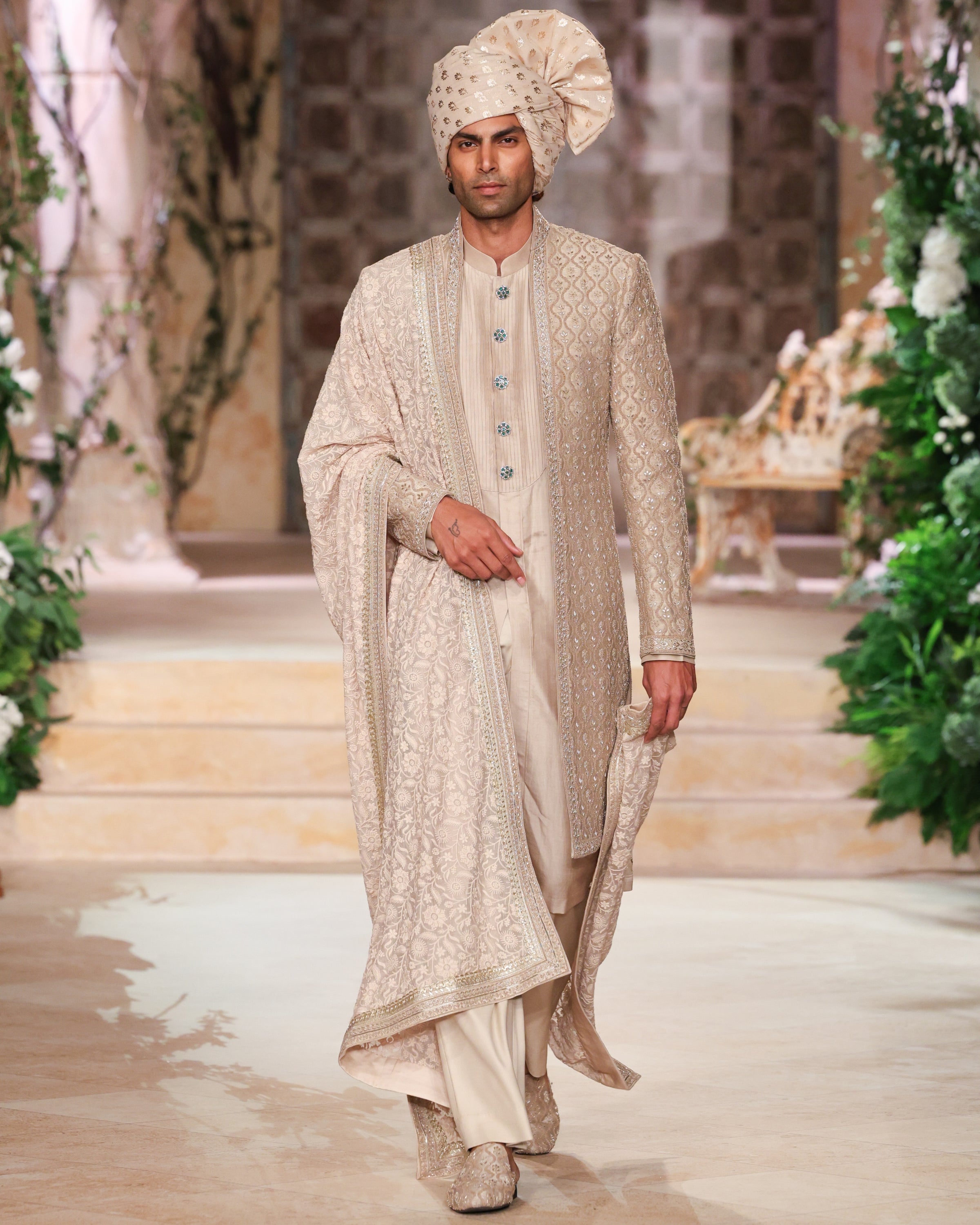Beige Sherwani Set