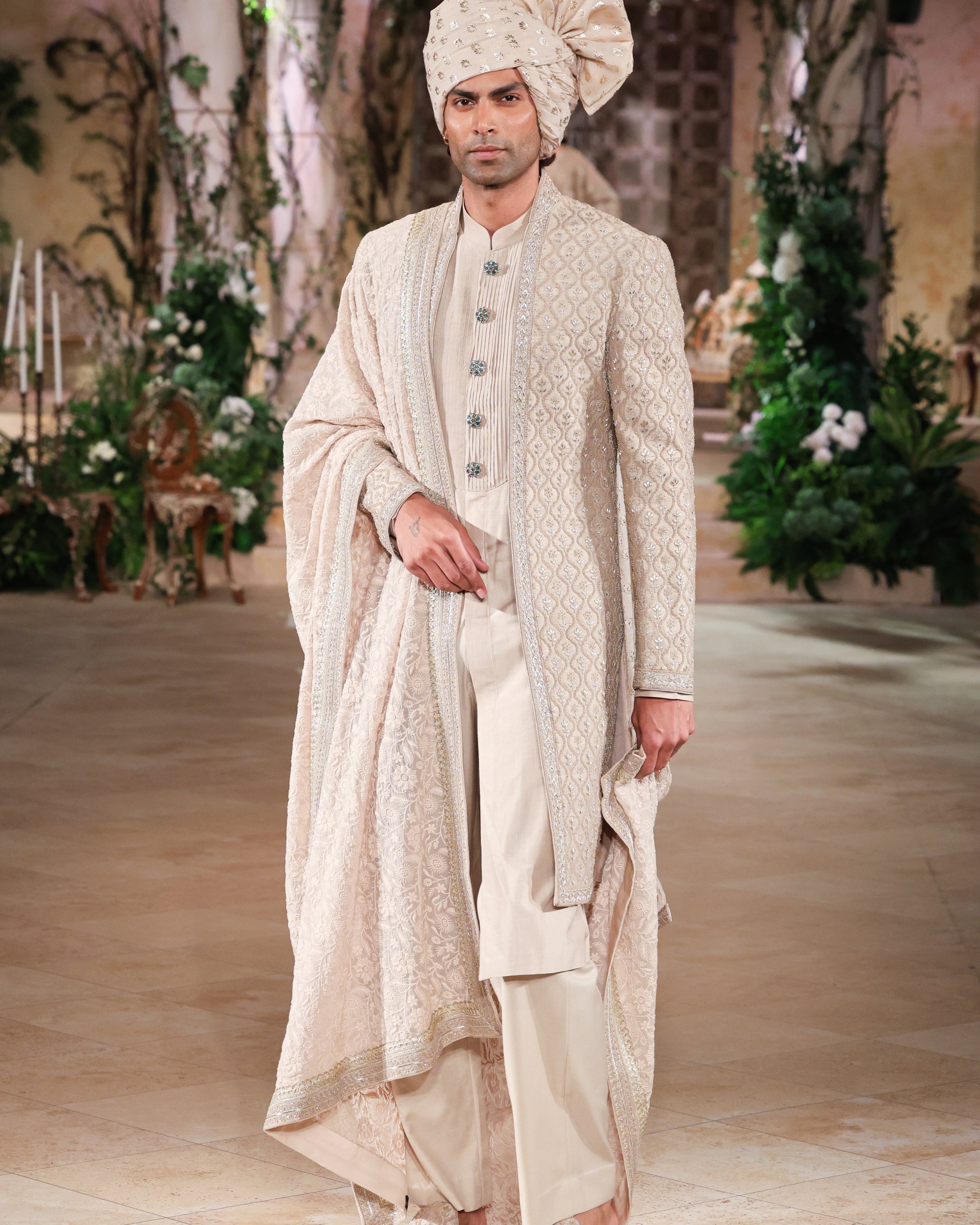 Beige Sherwani Set