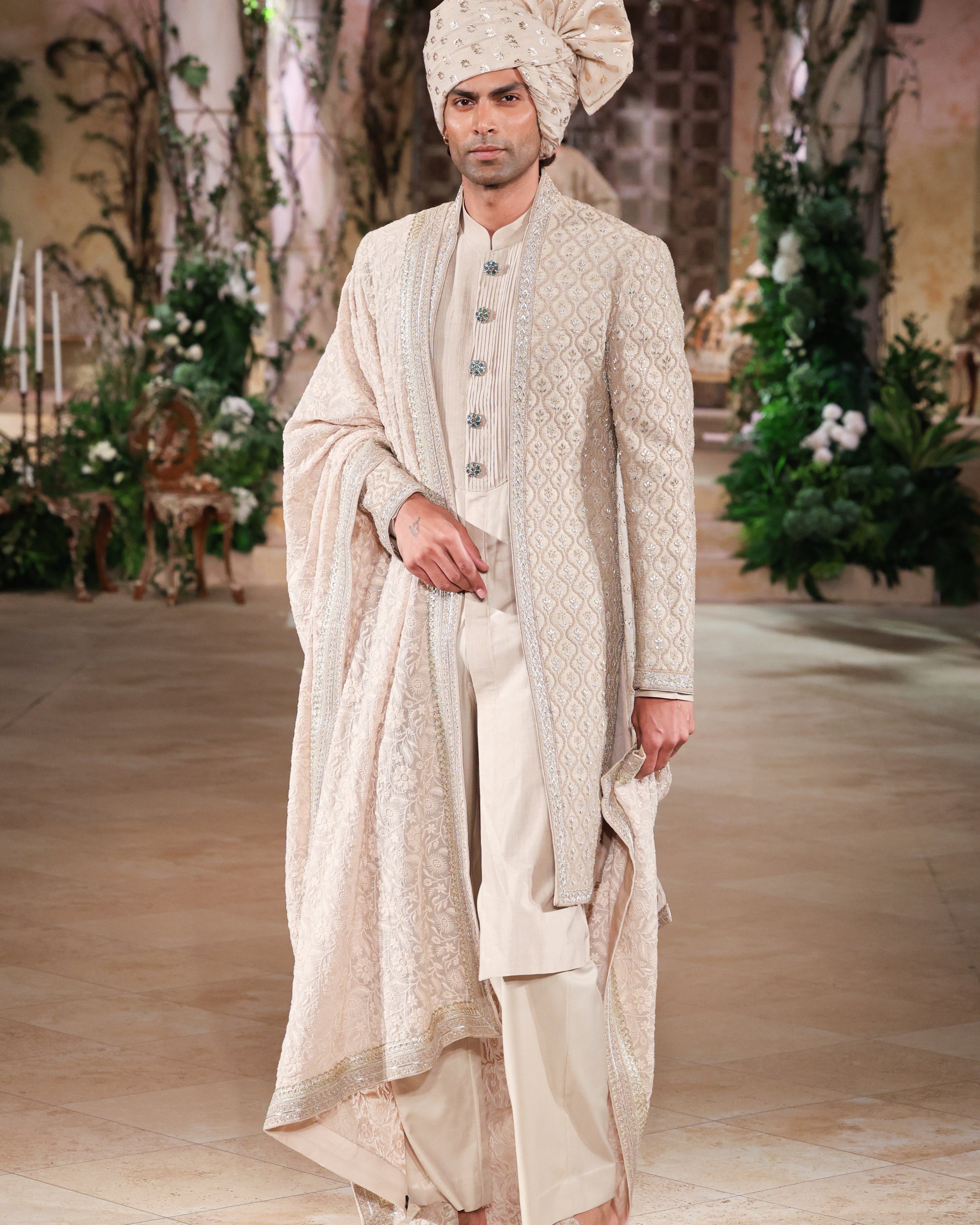 Beige Sherwani Set