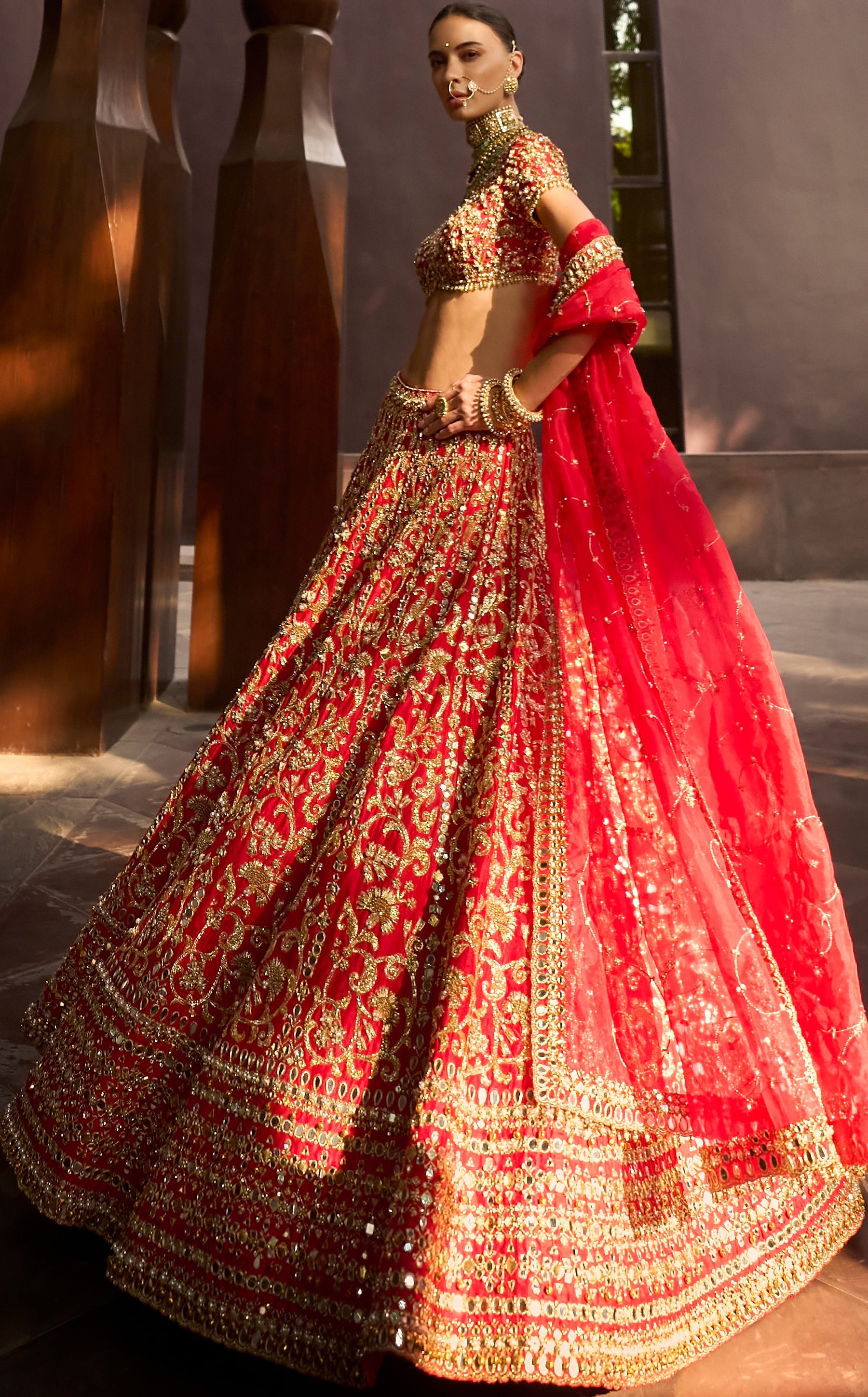 Ruby Red Lehenga Set