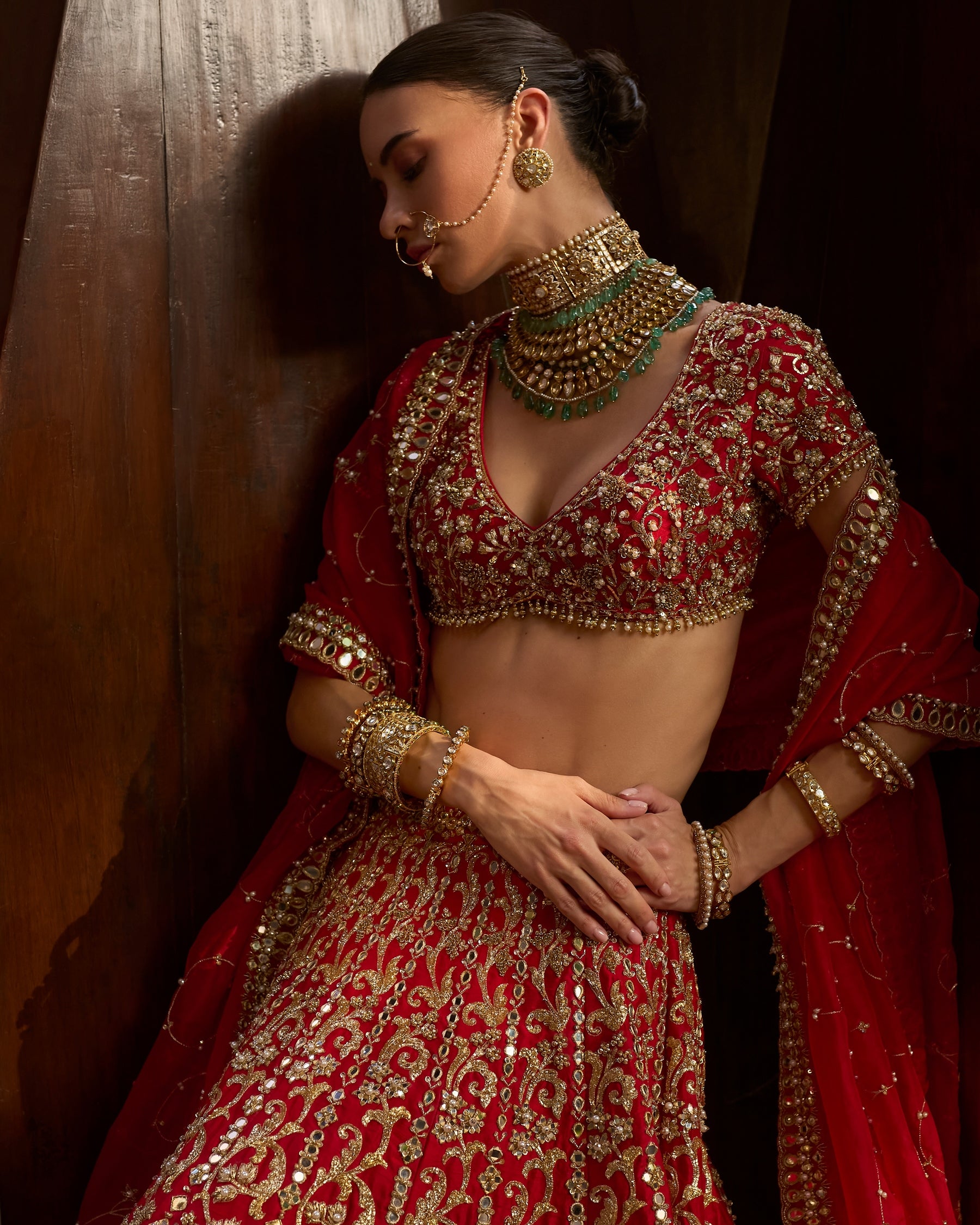 Ruby Red Lehenga Set