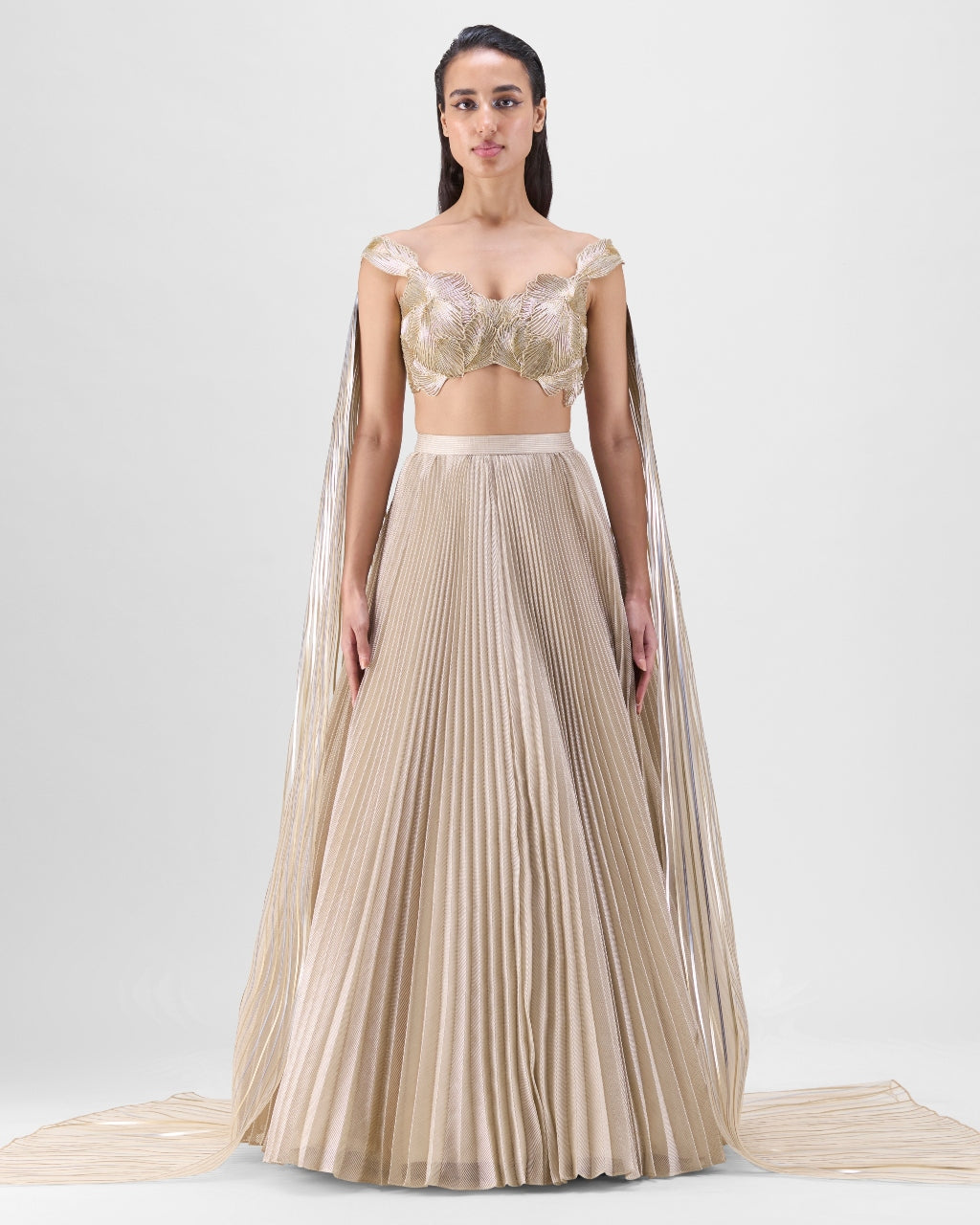 Sand Structured Metallic Lehenga Set