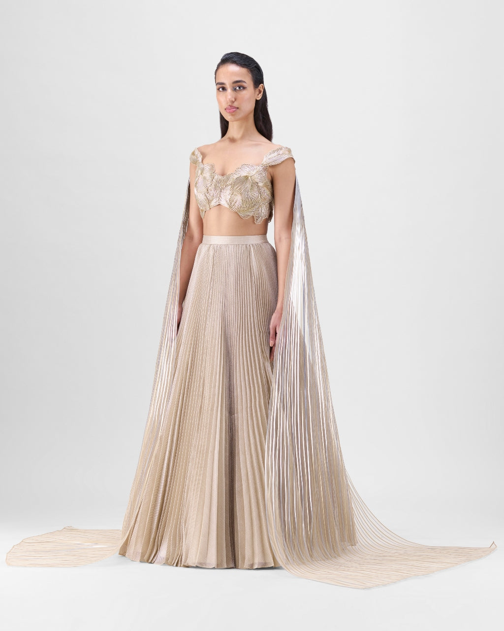 Sand Structured Metallic Lehenga Set