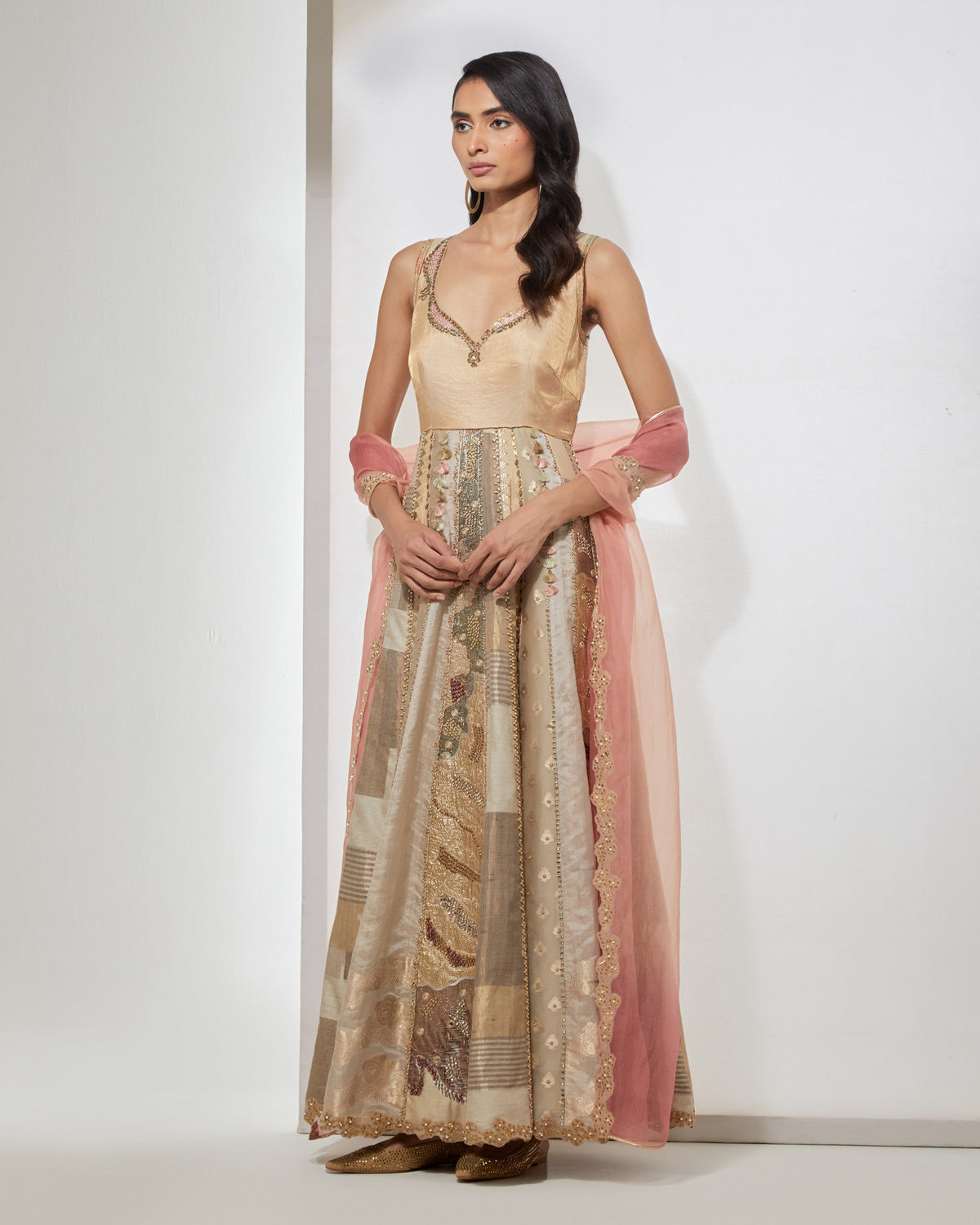 Ivory Embellished Anarkali With Dupatta