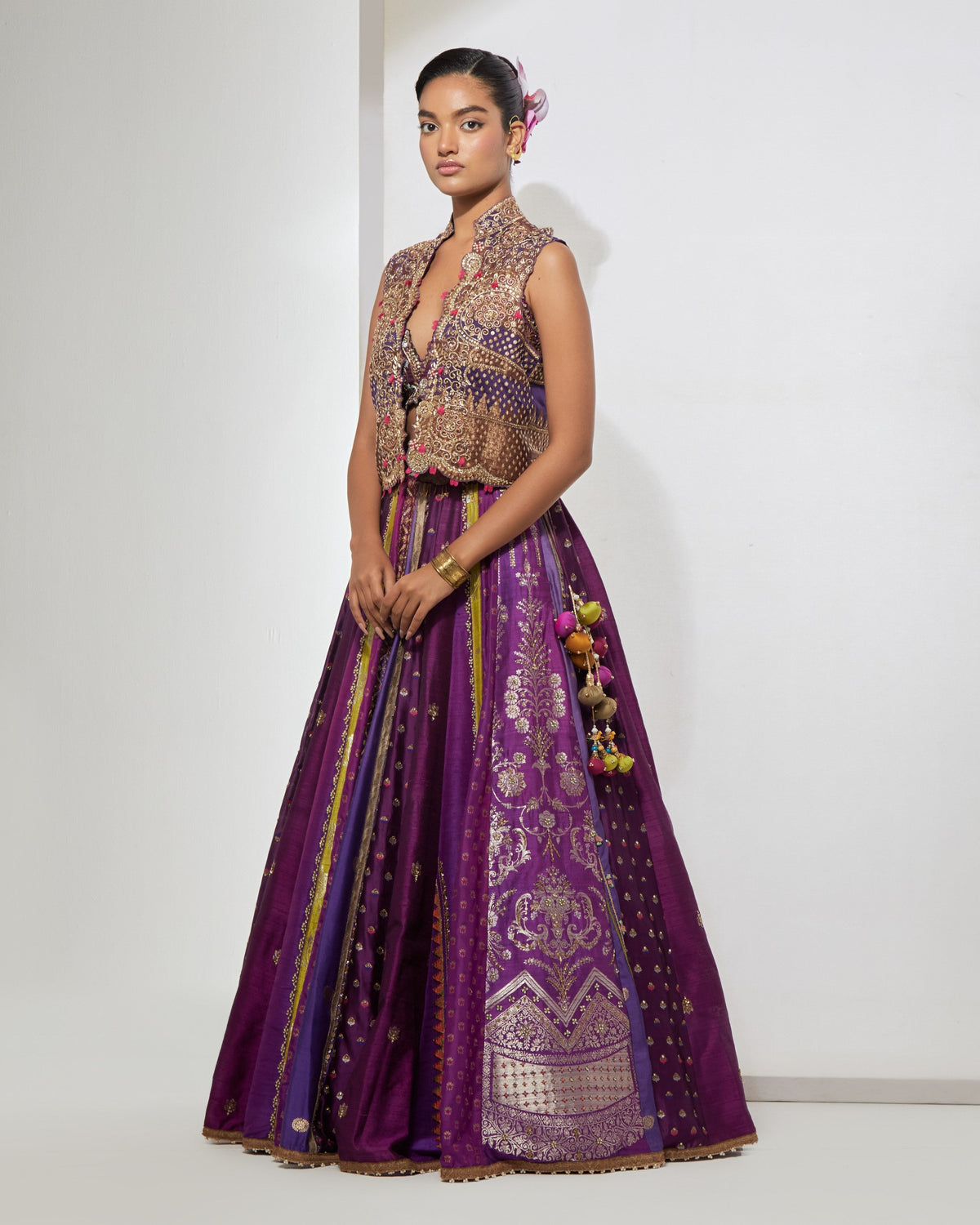 Purple Embroidered Lehenga Set