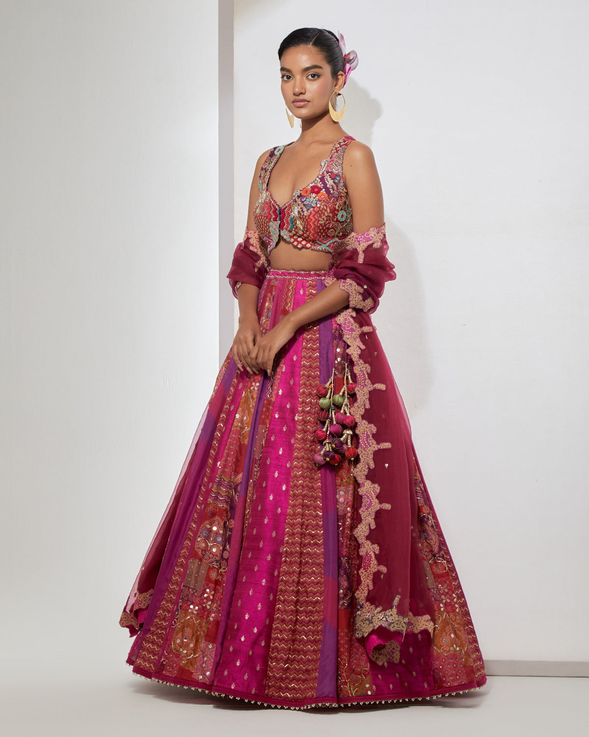 Fuchsia Banarasi Lehenga Set