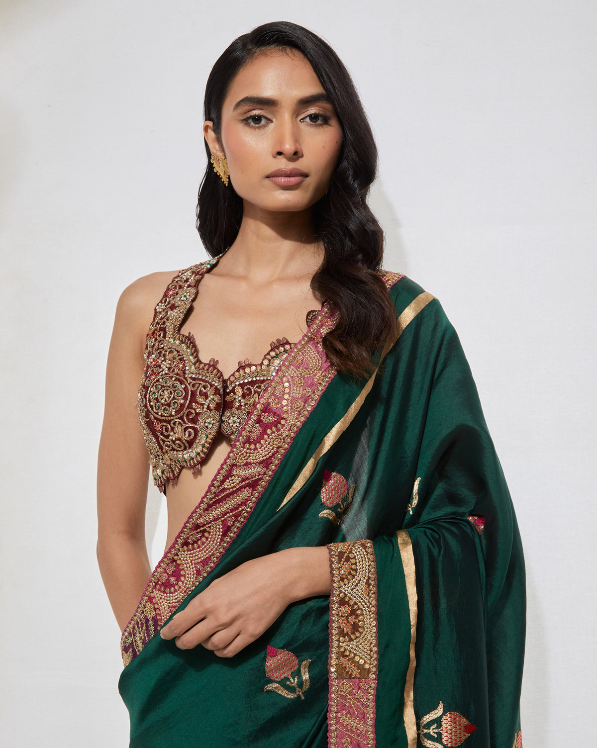 Emerald Green Zardozi Sari Set