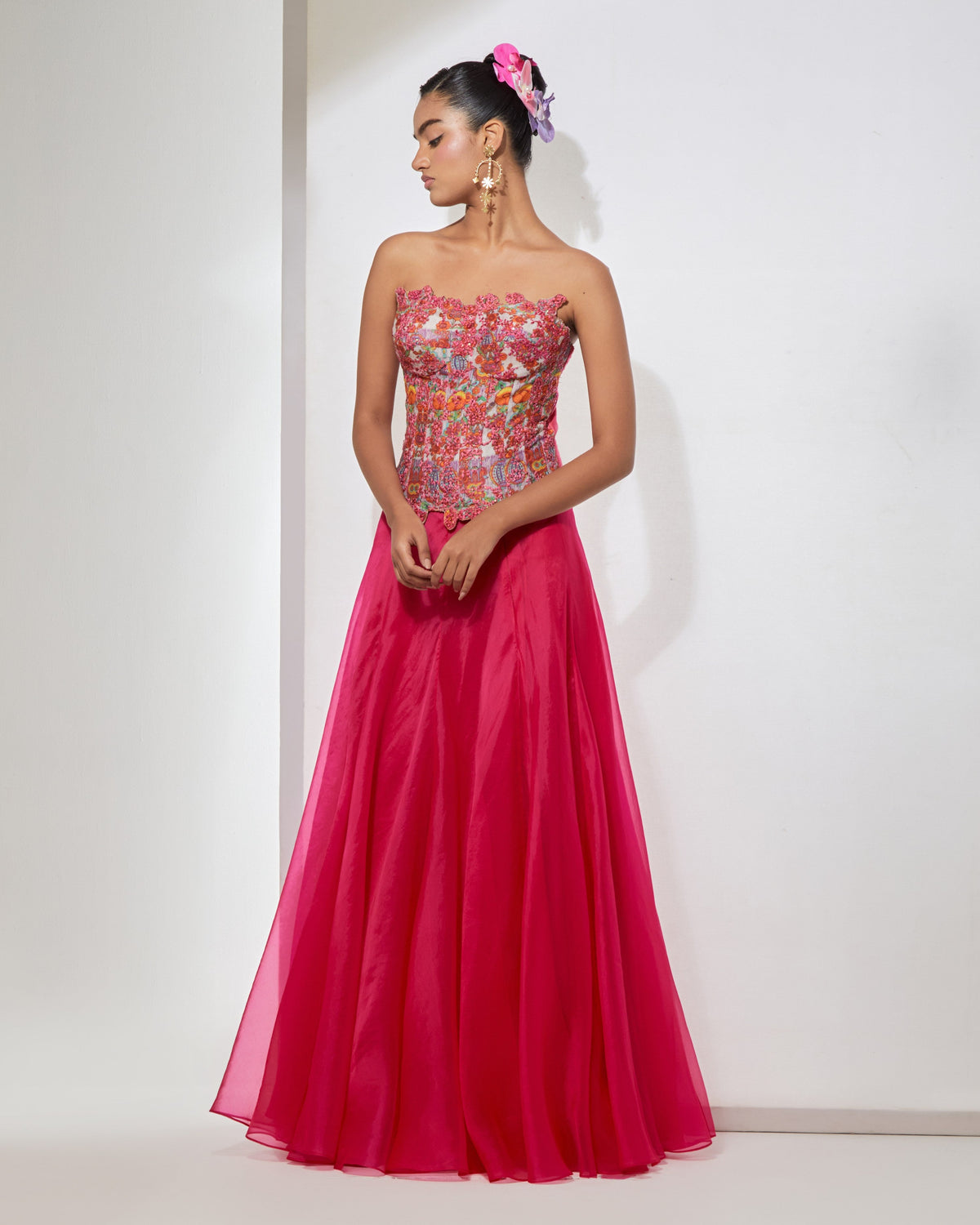 Pink Embroidered Corset & Skirt