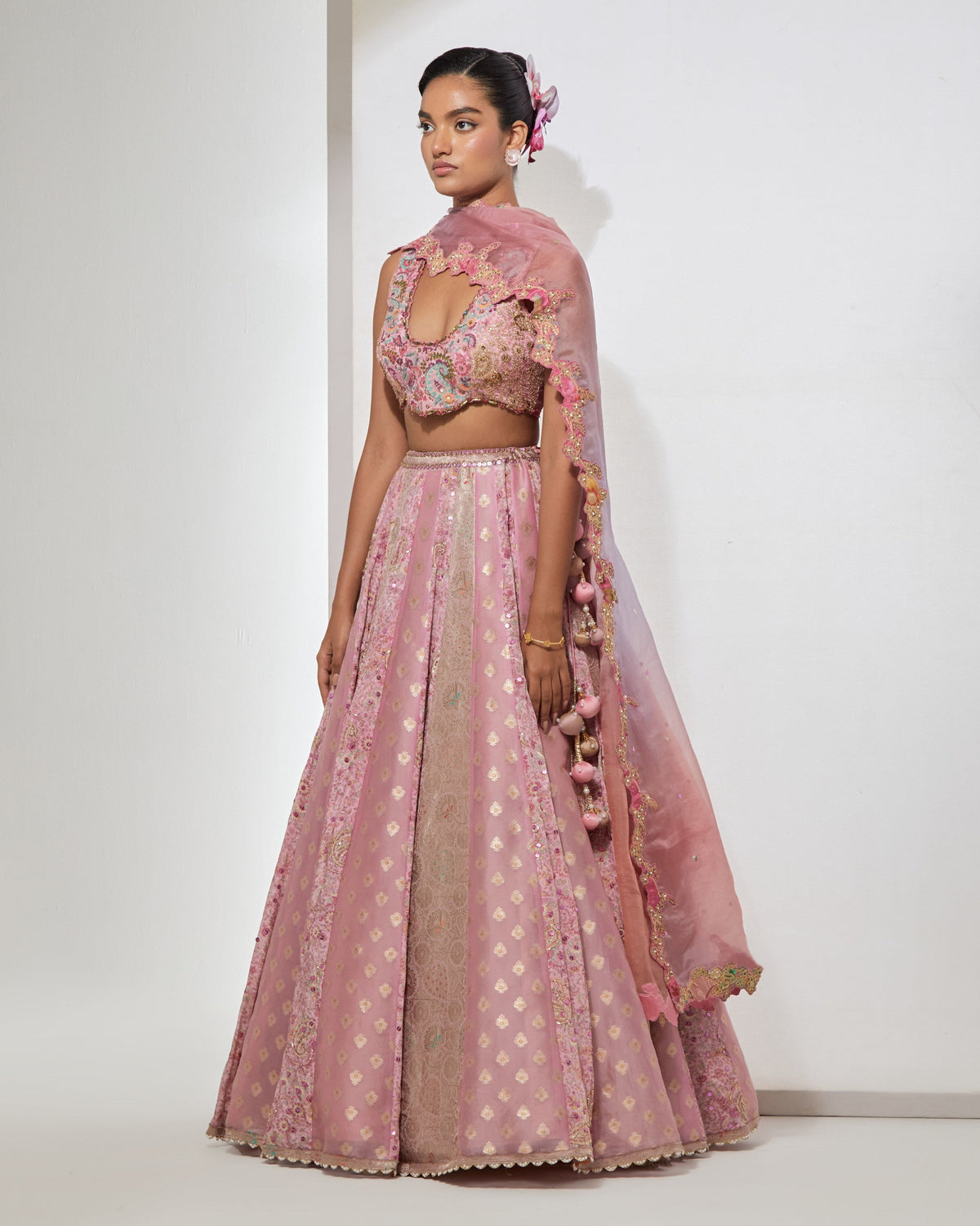 Pink Brocade Lehenga Set