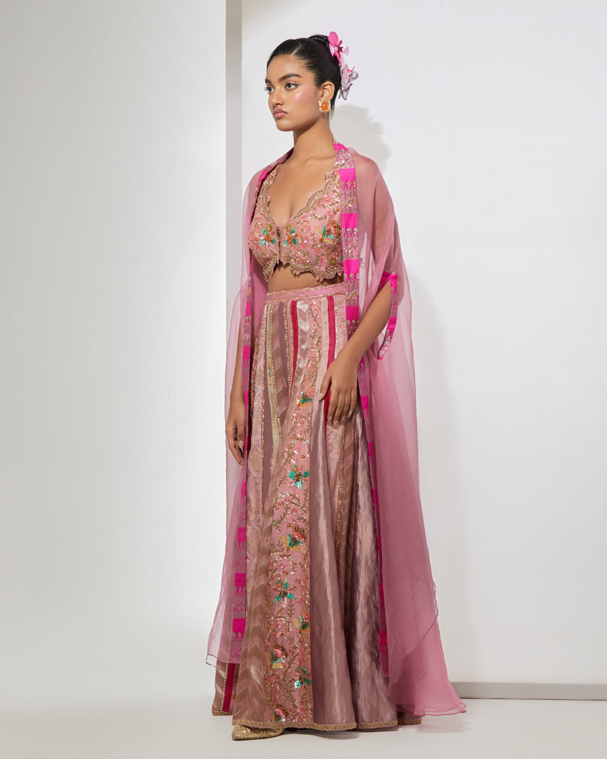 Mauve Blush Pink Embroidered Sharara Set