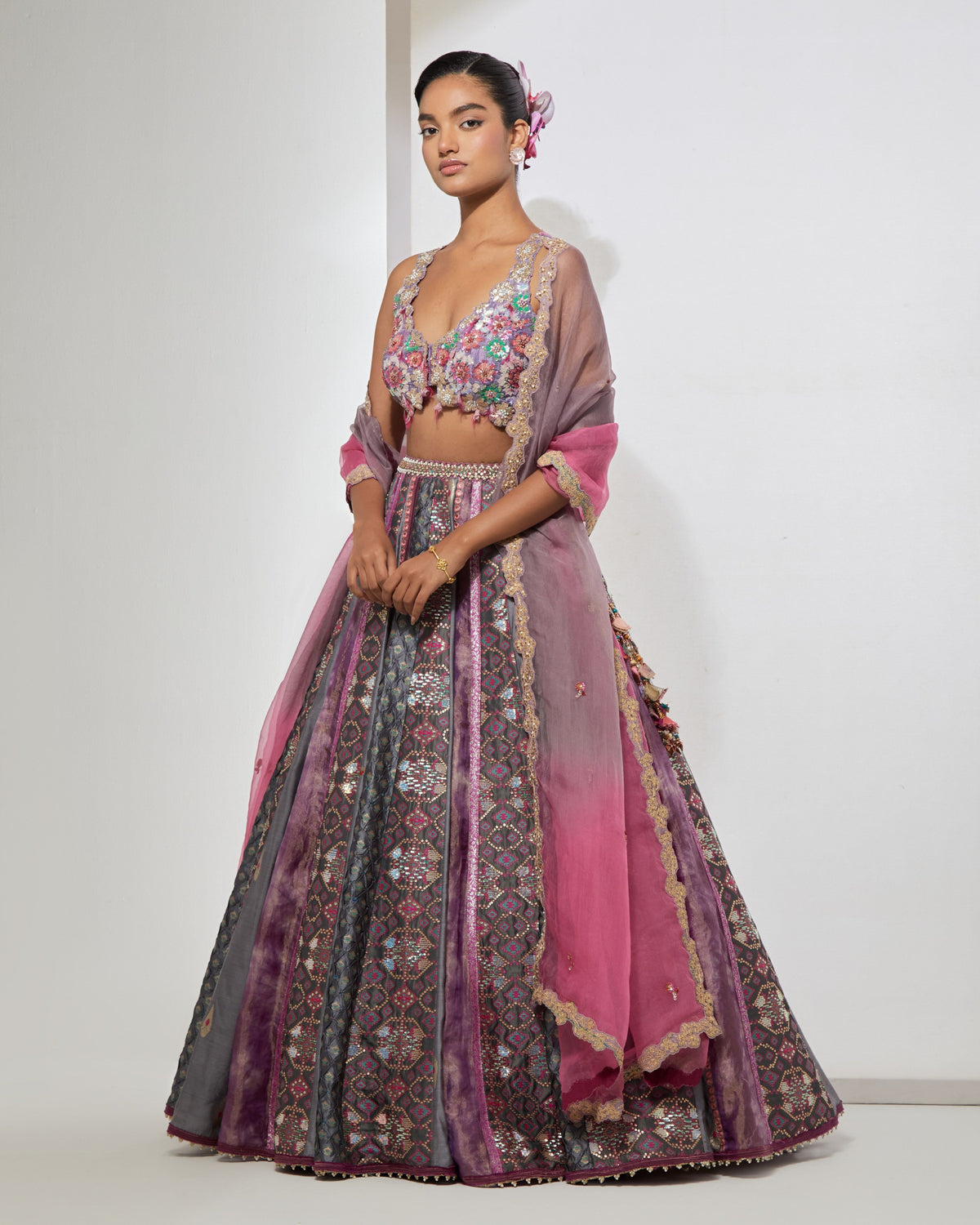 Lilac Patchwork Lehenga Set