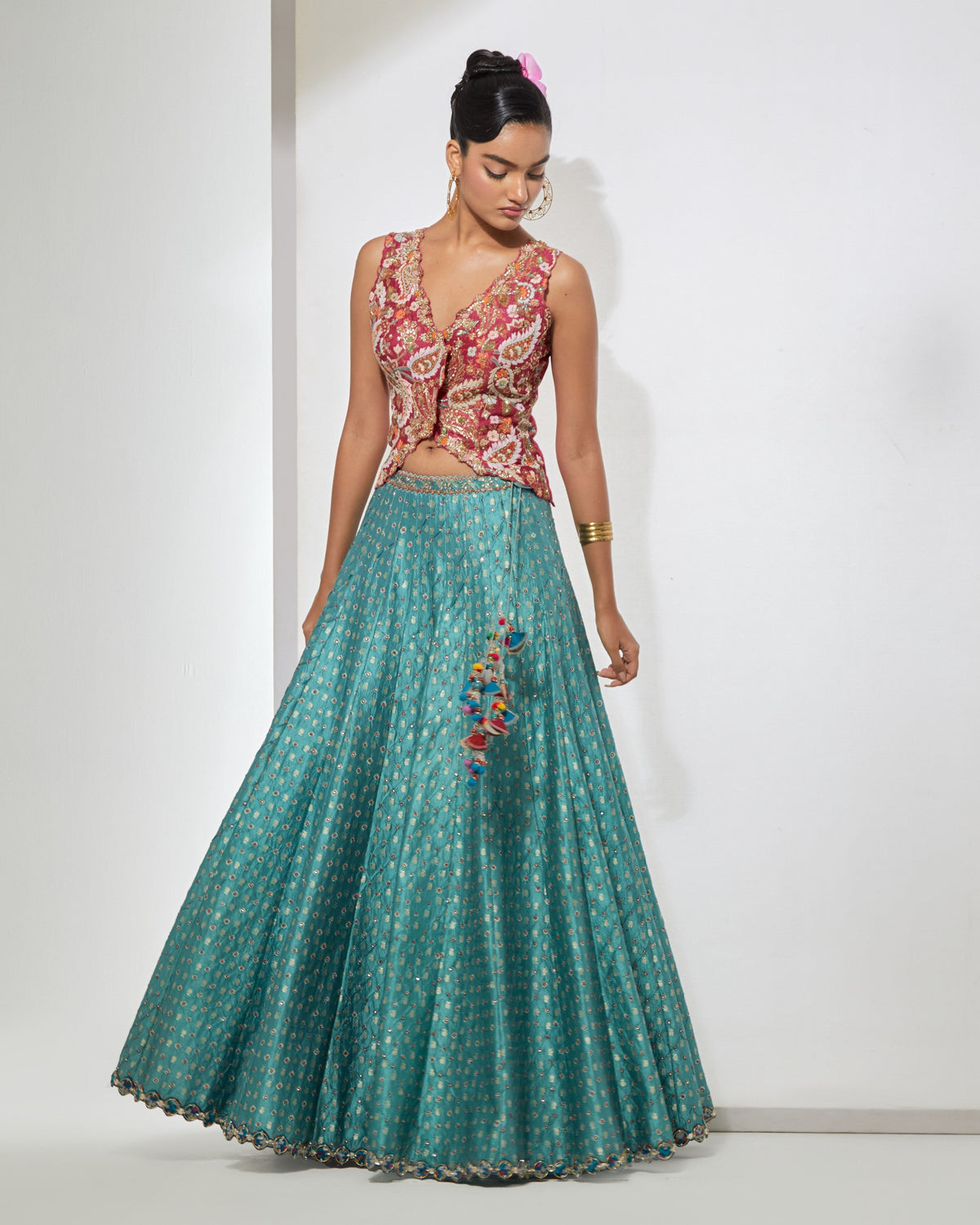Rani Pink & Teal Lehenga