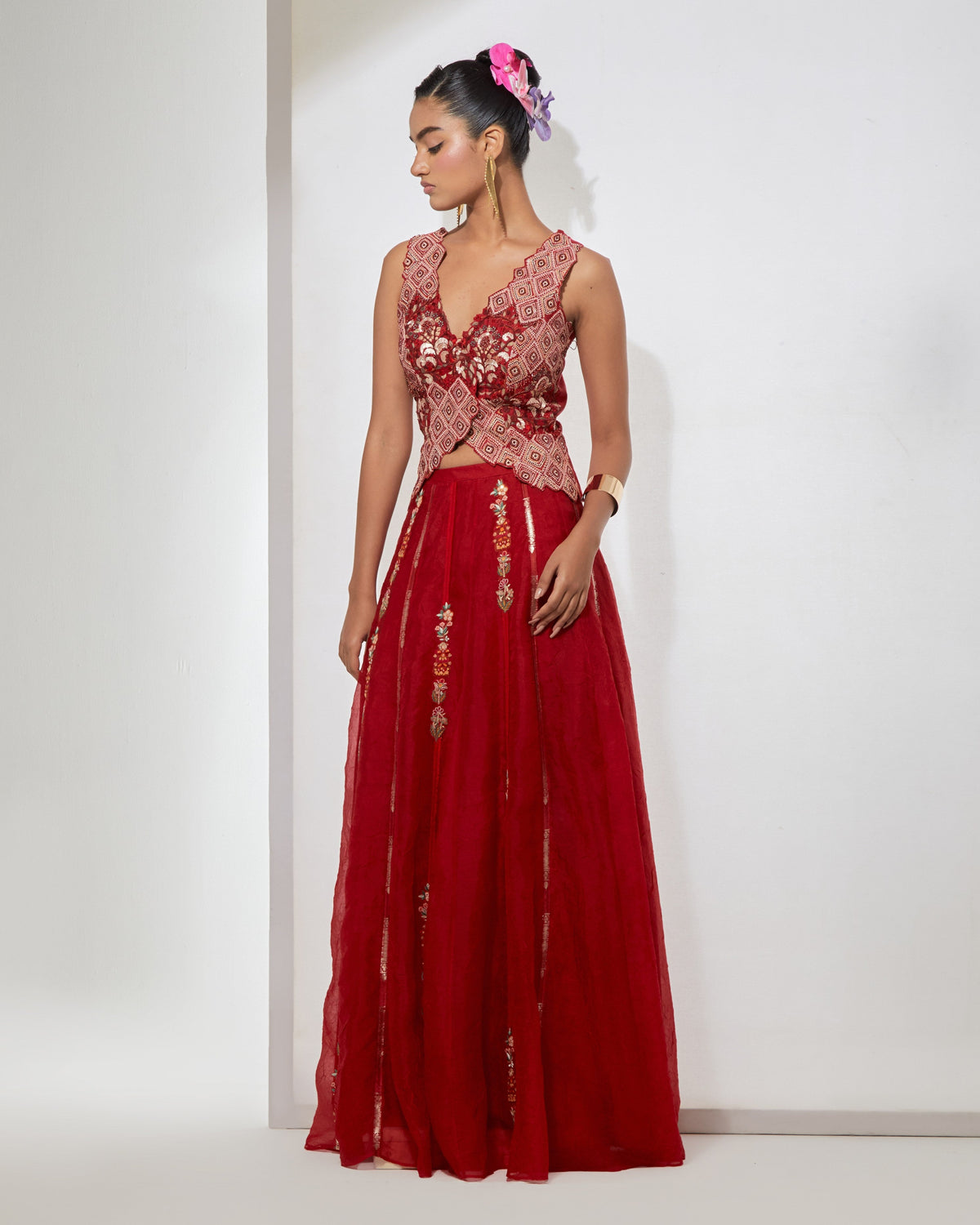 Gulab Crimson Corset & Skirt