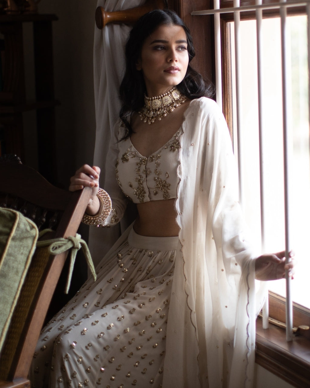 Off White Boot Lehenga Set