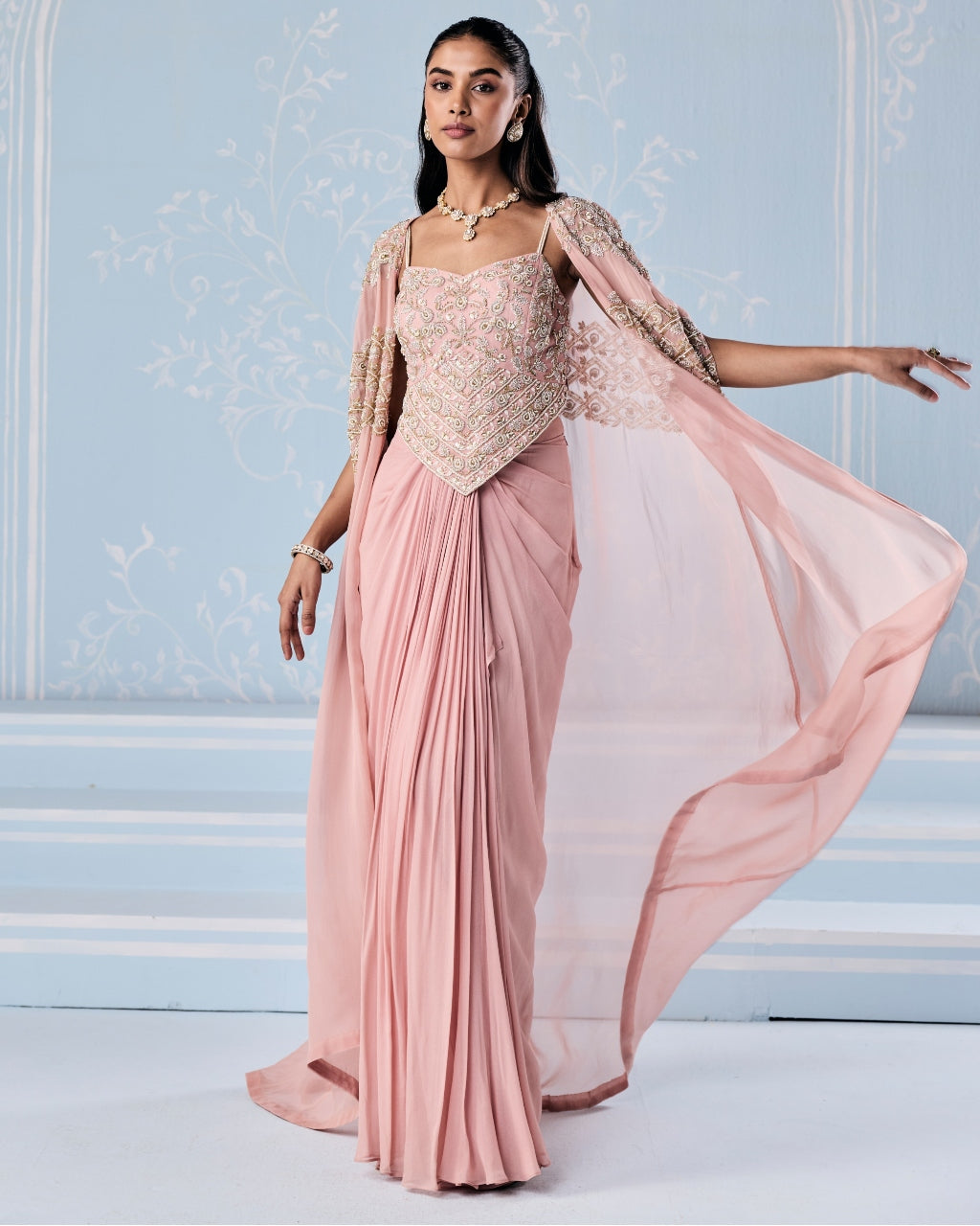 Sofia Choli Cape Skirt Set