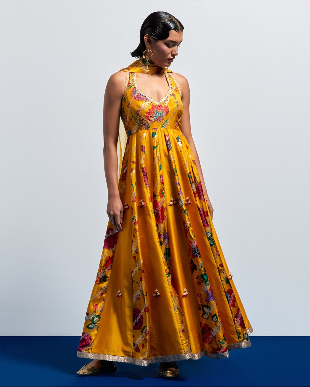Mustard Yellow Anarkali Set