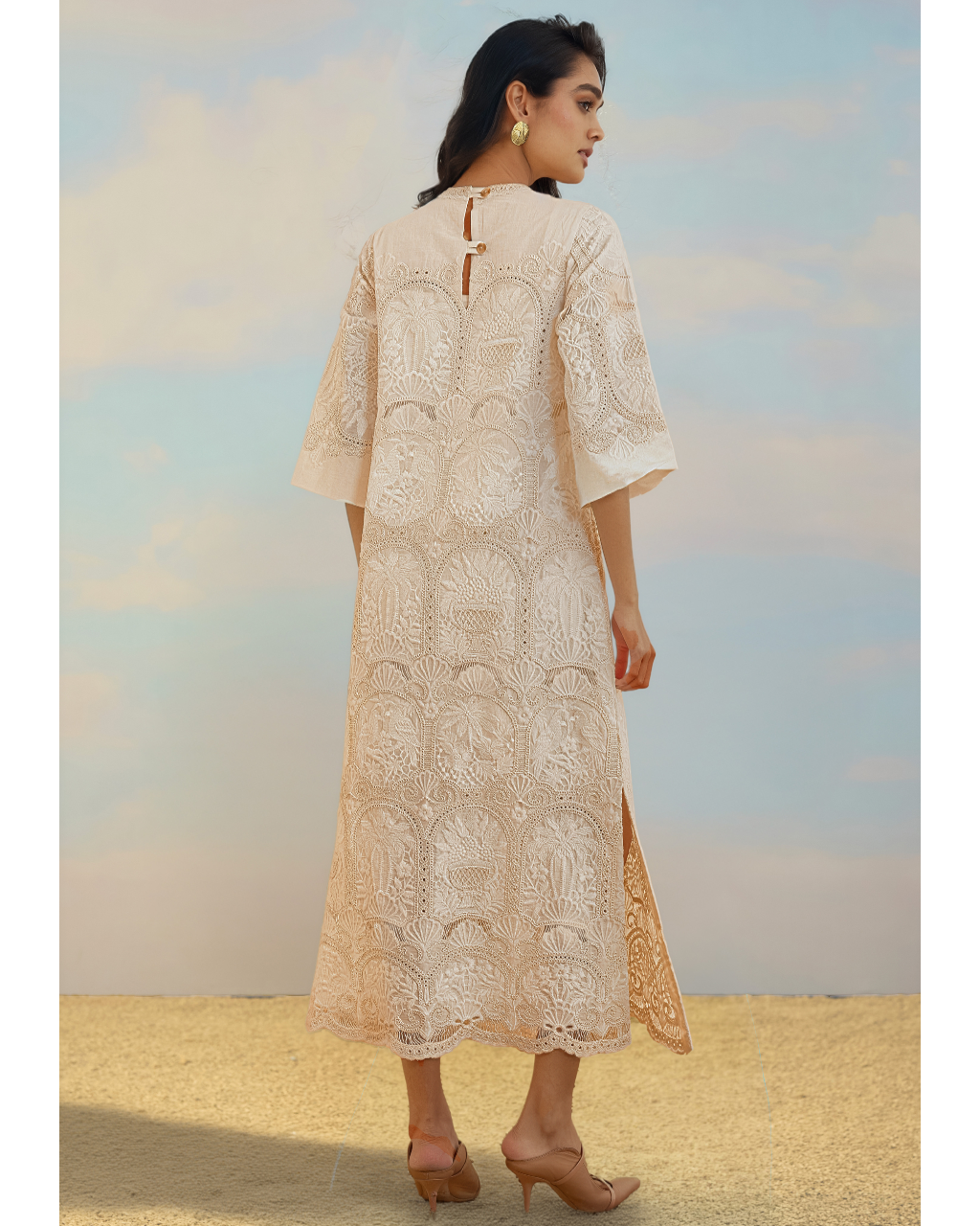 Cutwork Embroidered Scalloped Maxi