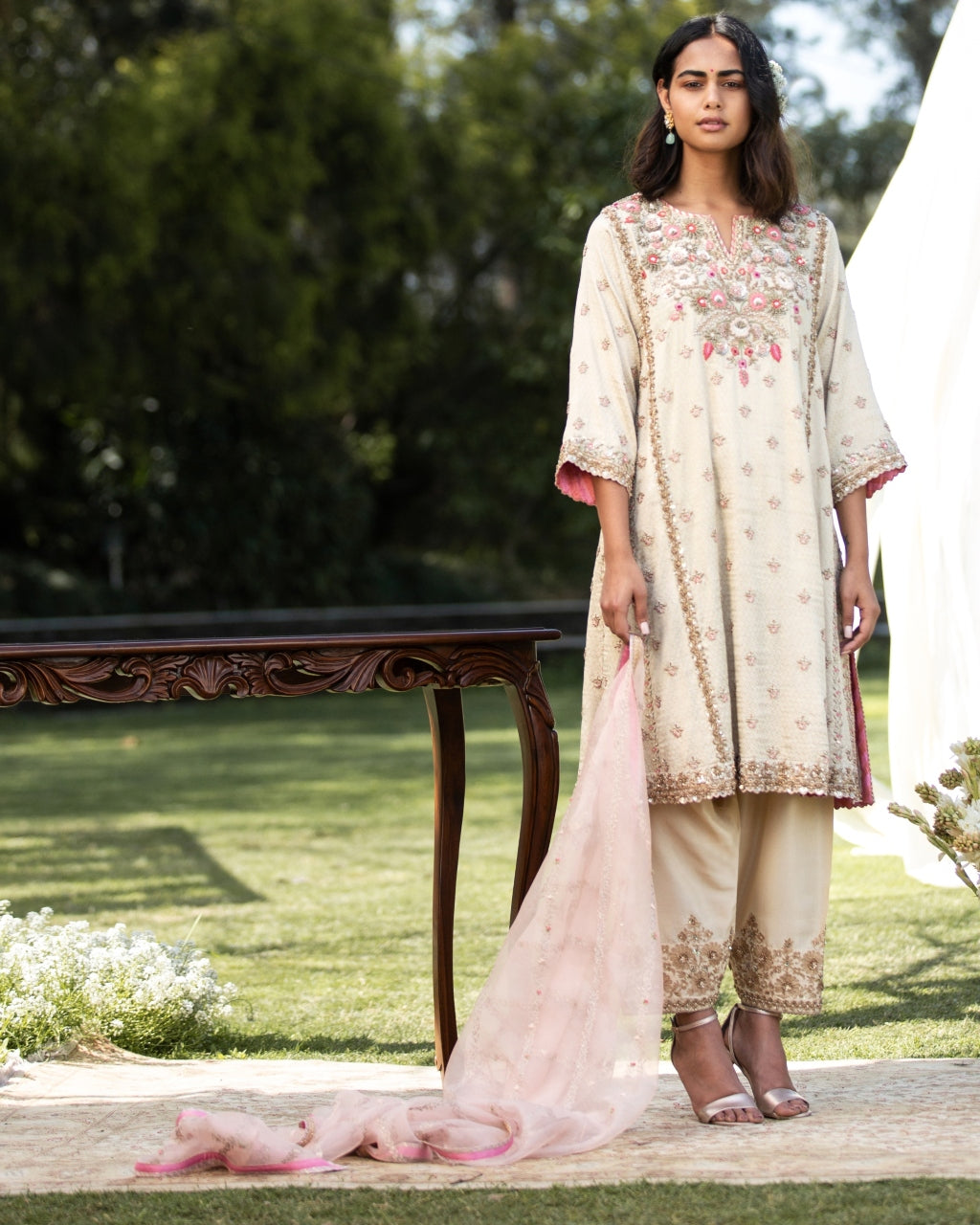 Multi Embroidery Banarasi Kurta