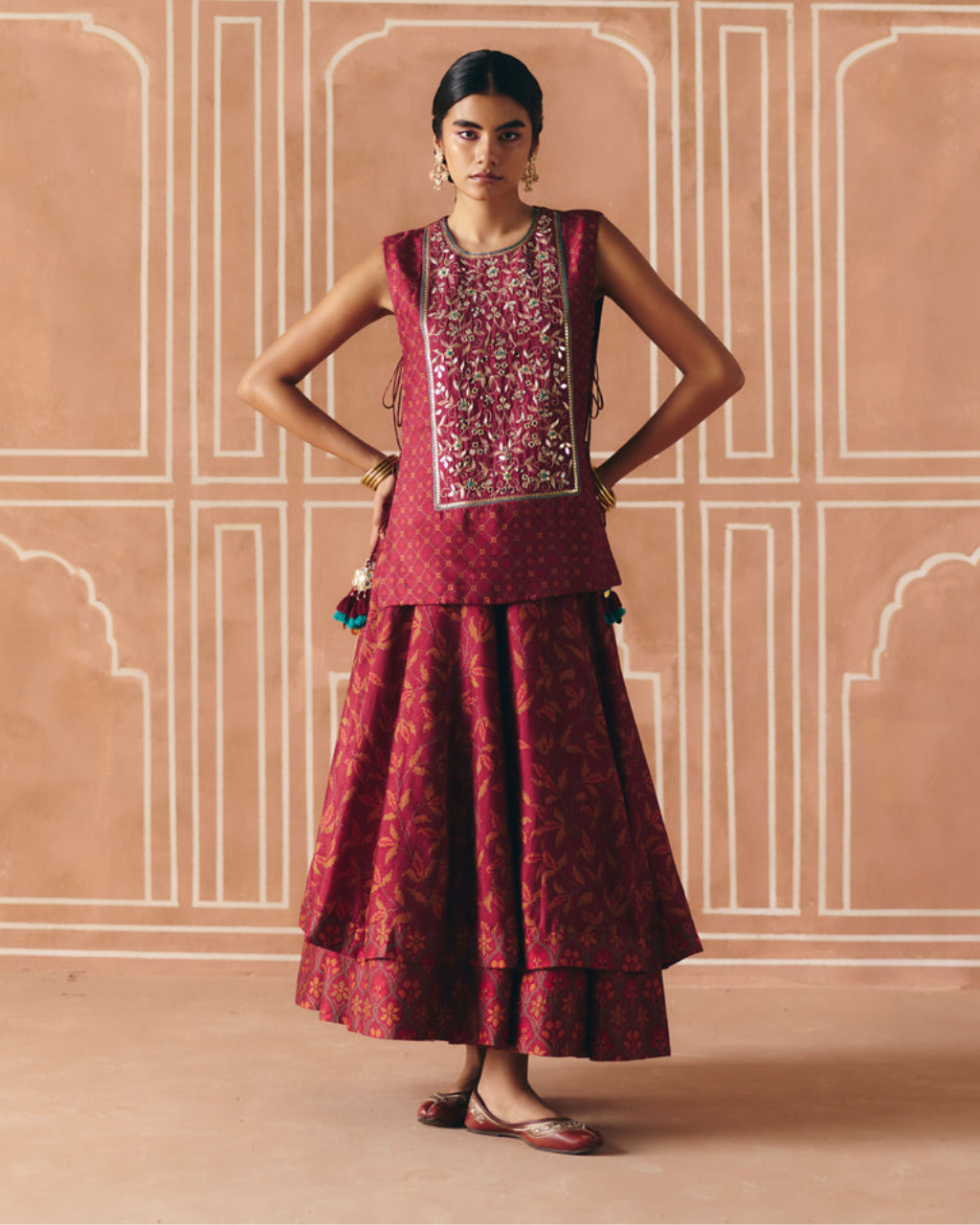 Berry Plum Cropped Skirt Set