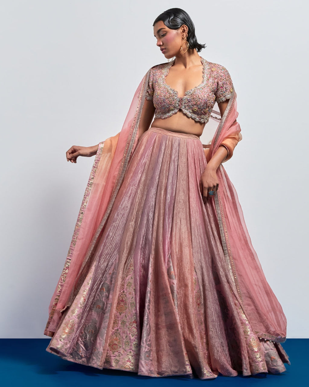 Rose Pink Lehenga Choli Dupatta Set