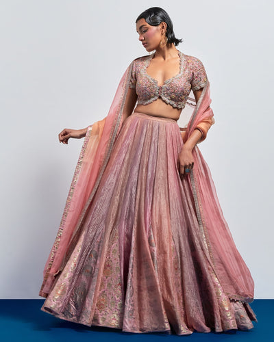 Rose Pink Lehenga Choli Dupatta Set