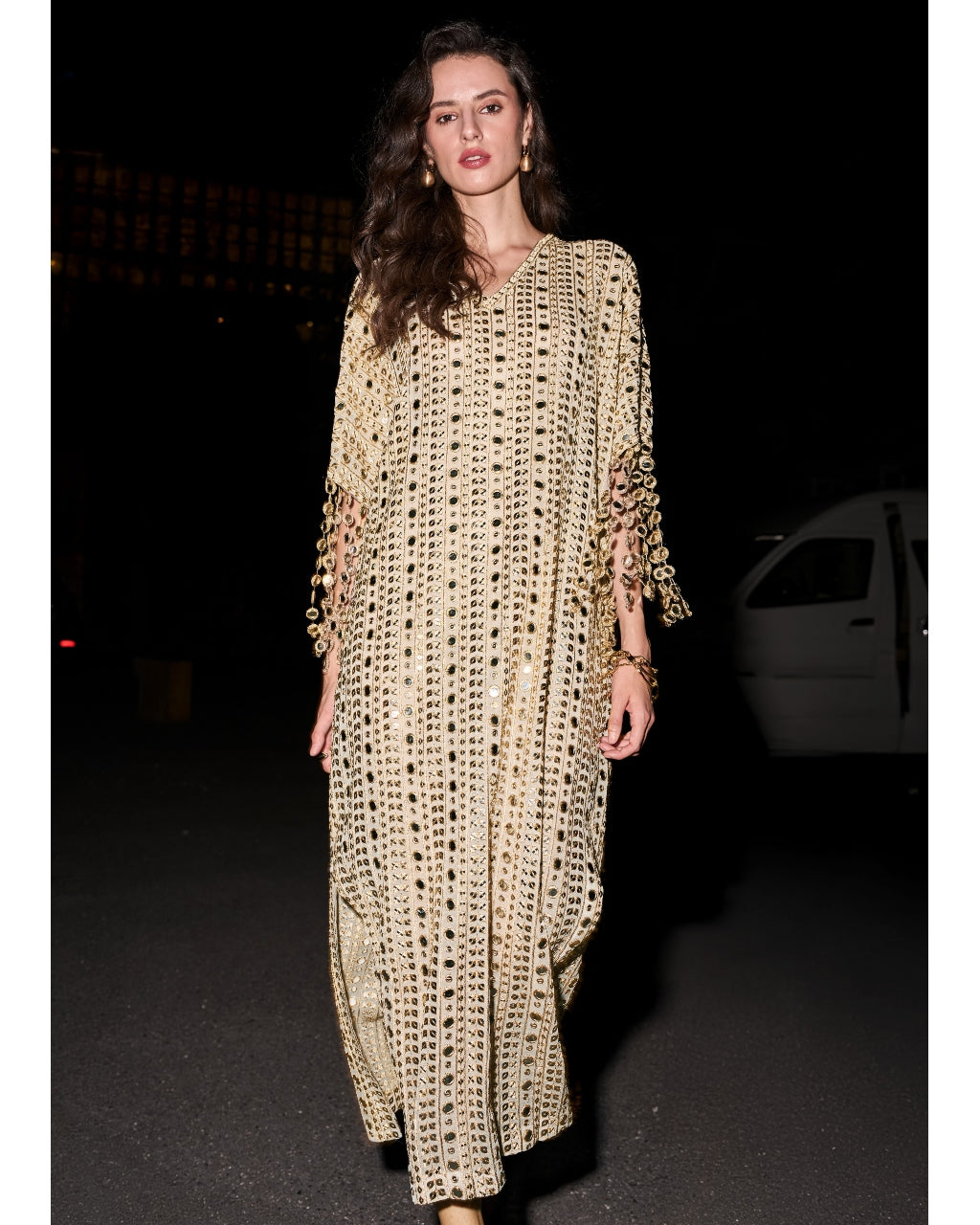 Mirror Embroidered Kaftan Dress