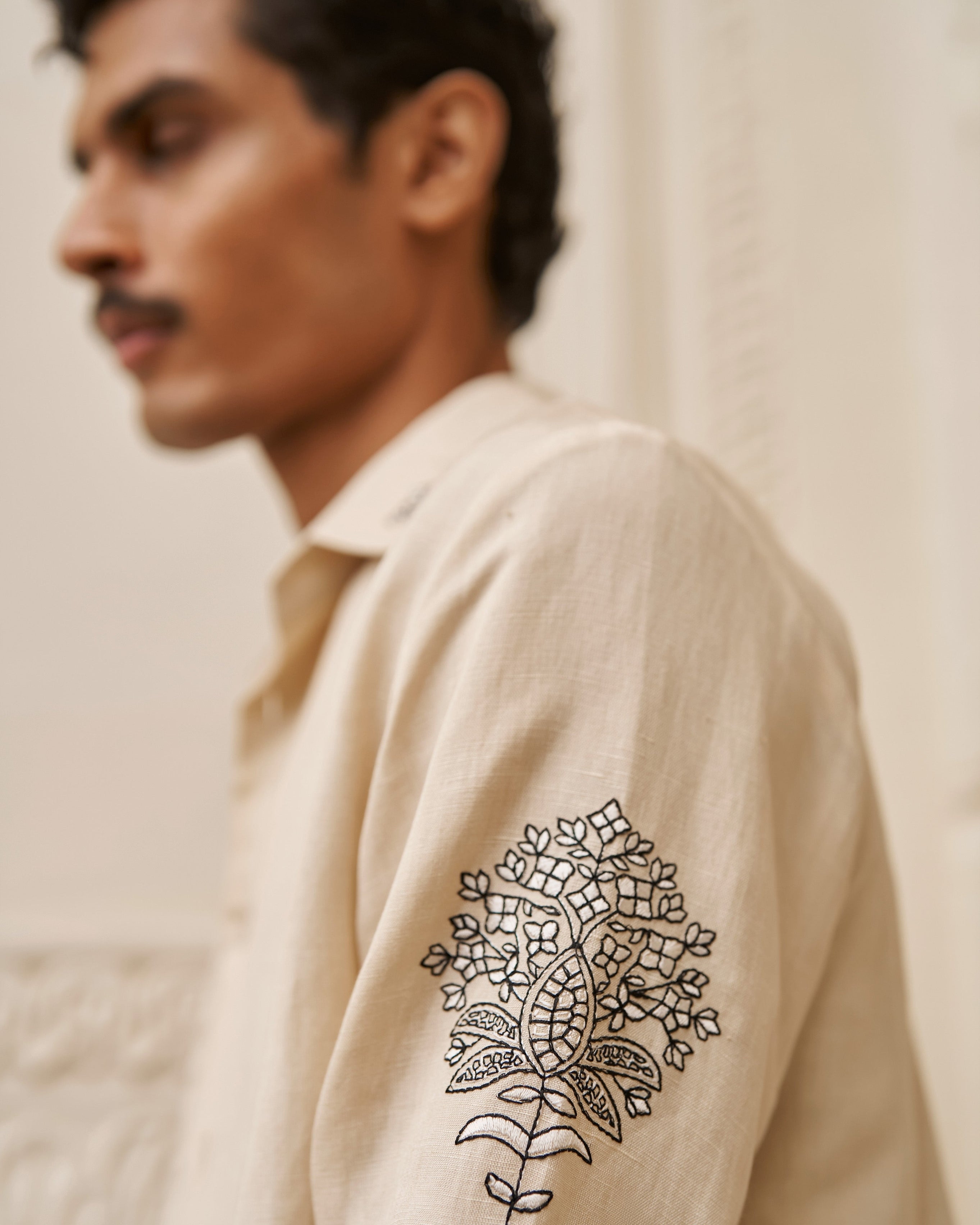 Linen embroidered shirt with pant
