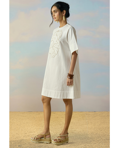Cutwork Embroidered Denim Dress