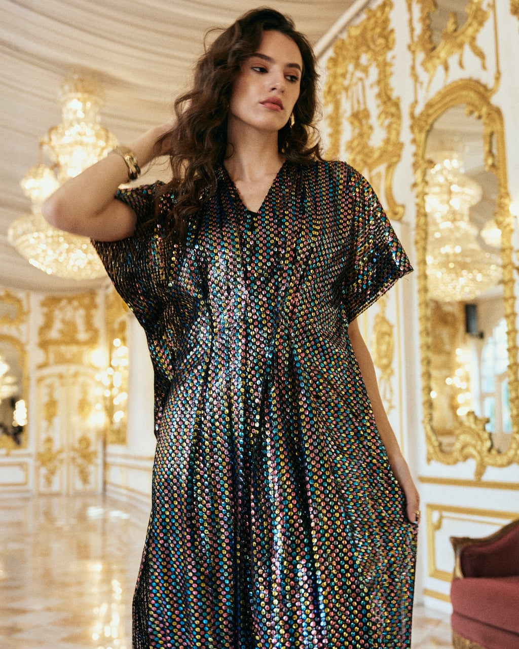 Multicolour Sequin Kaftan