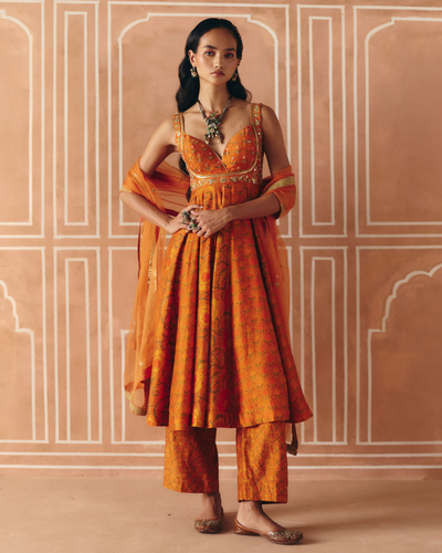 Burnt Orange Anarkali Set