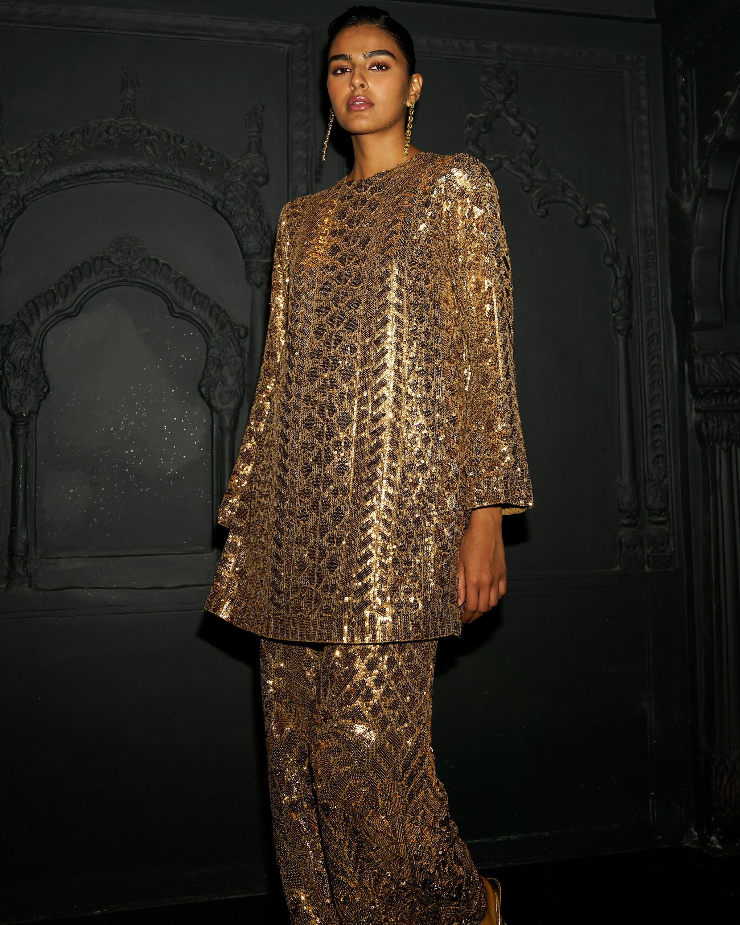 Gold Sequin Embroidered Set
