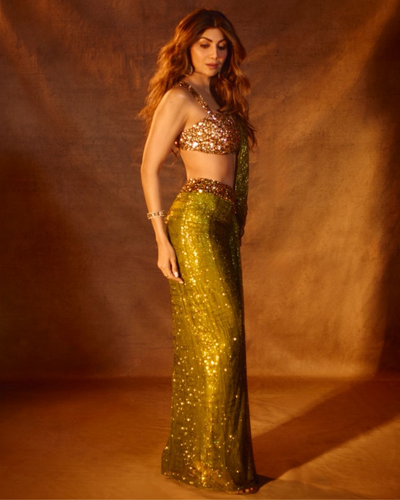 Shilpa Shetty in the Tiaa Sari Set