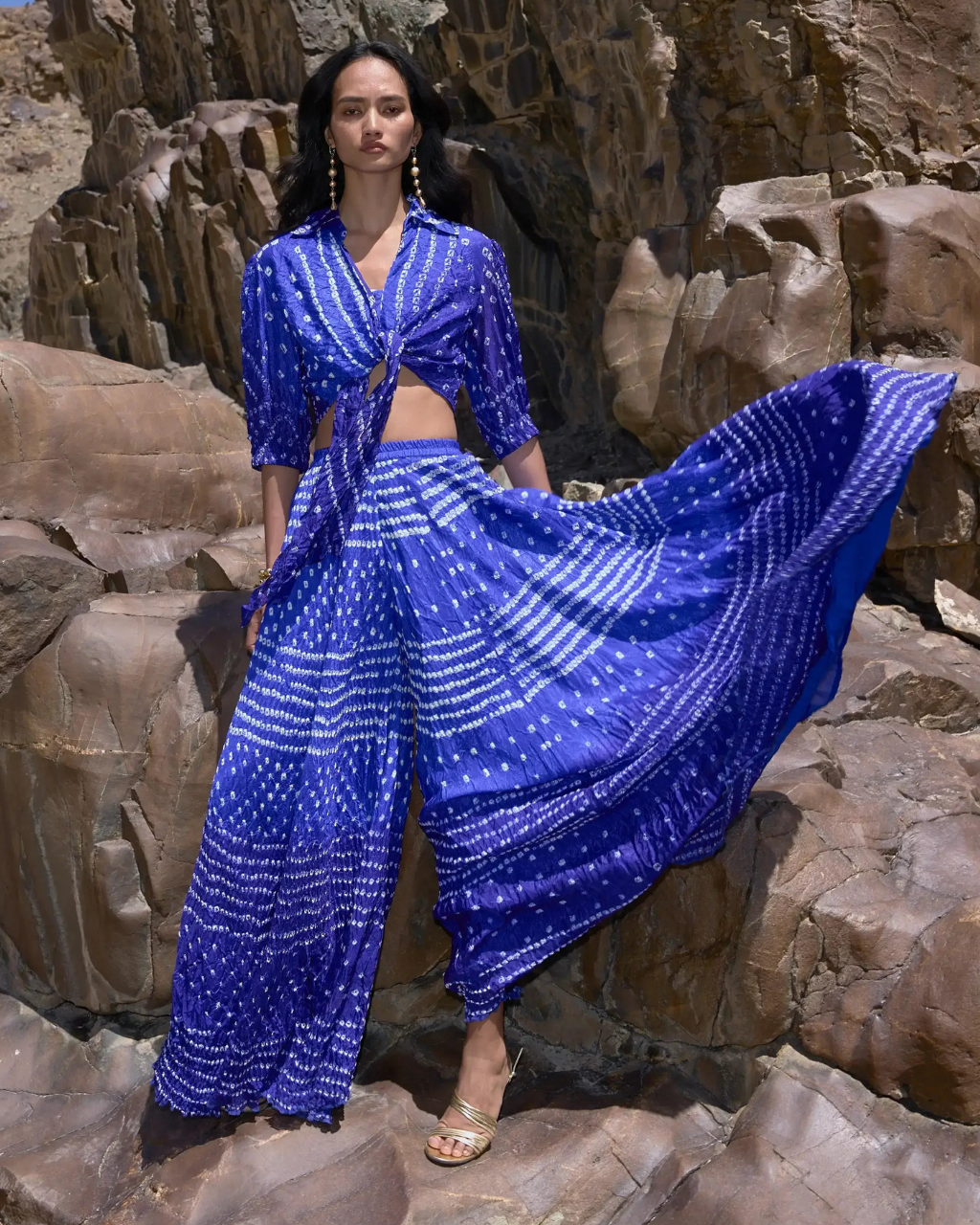 Bandhani Top & Flared Pants Set