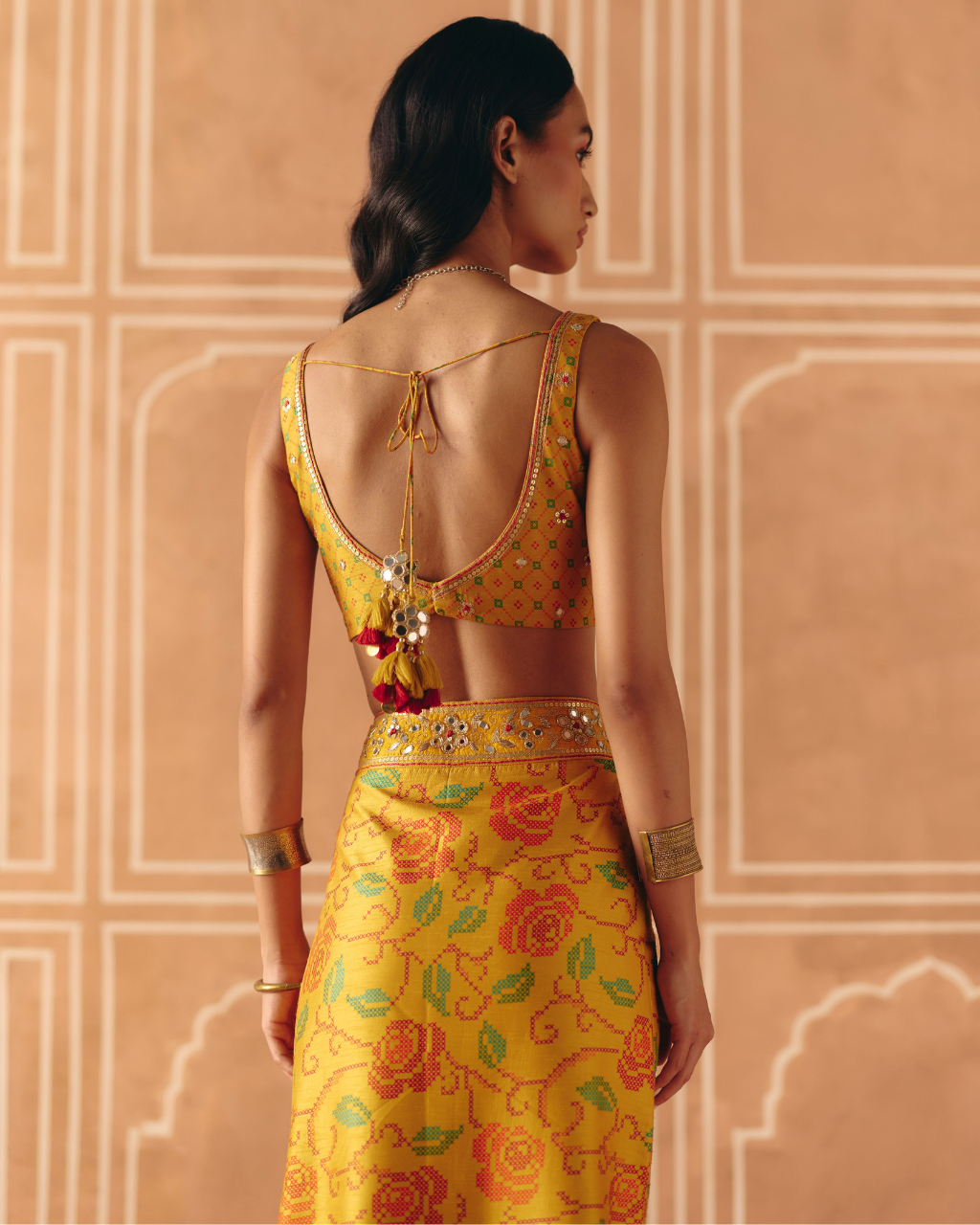 Marigold Yellow Crop Top and Pencil Skirt Set