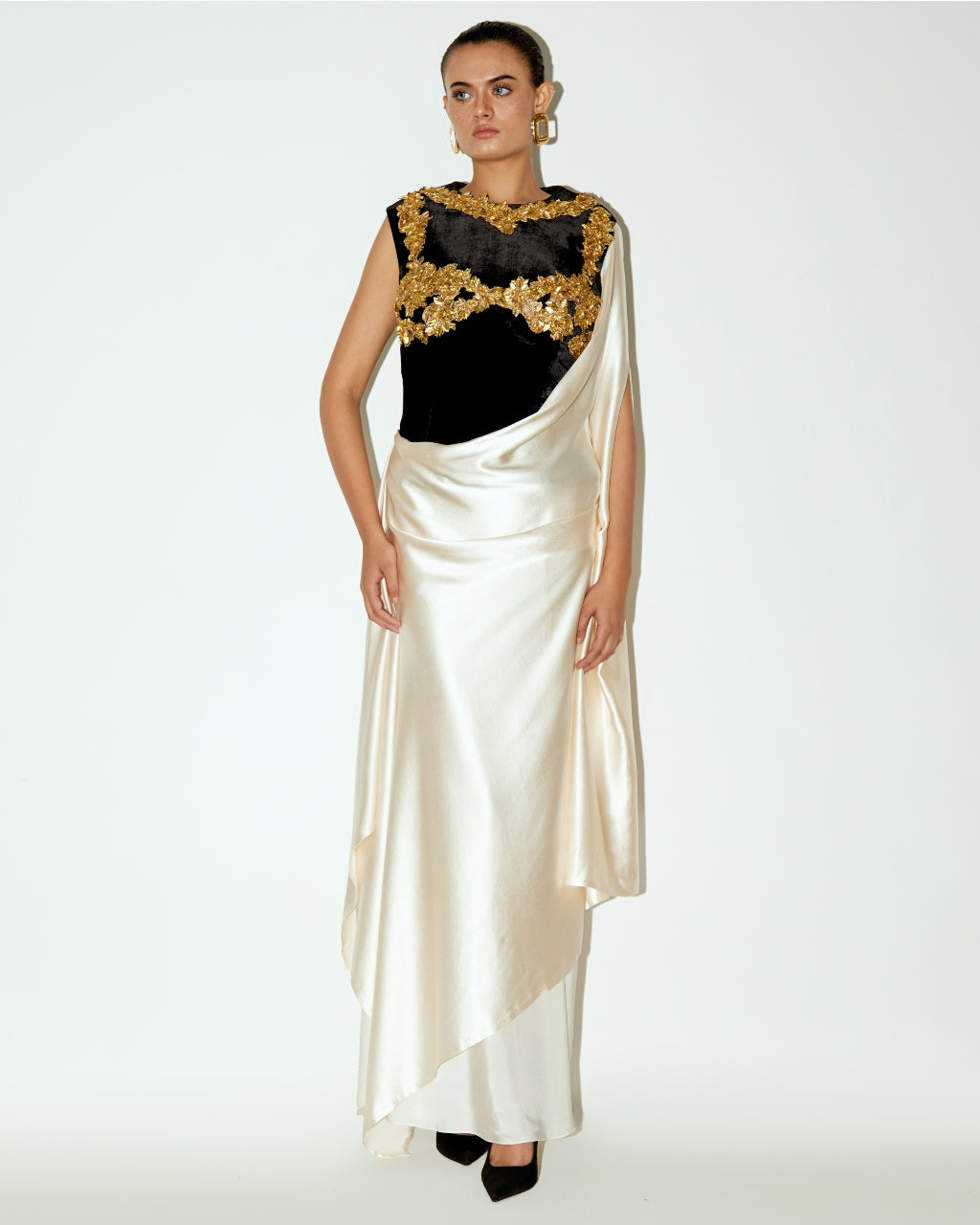 Athena Basque With A Drape & A Slip Skirt