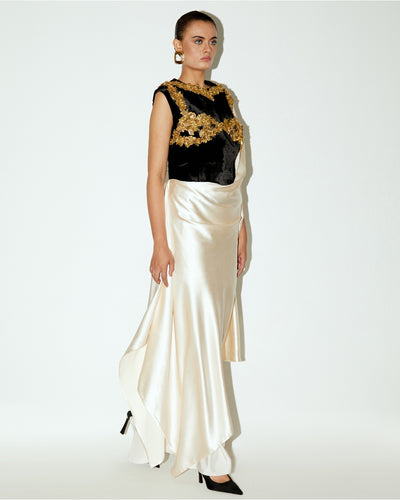 Athena Basque With A Drape & A Slip Skirt