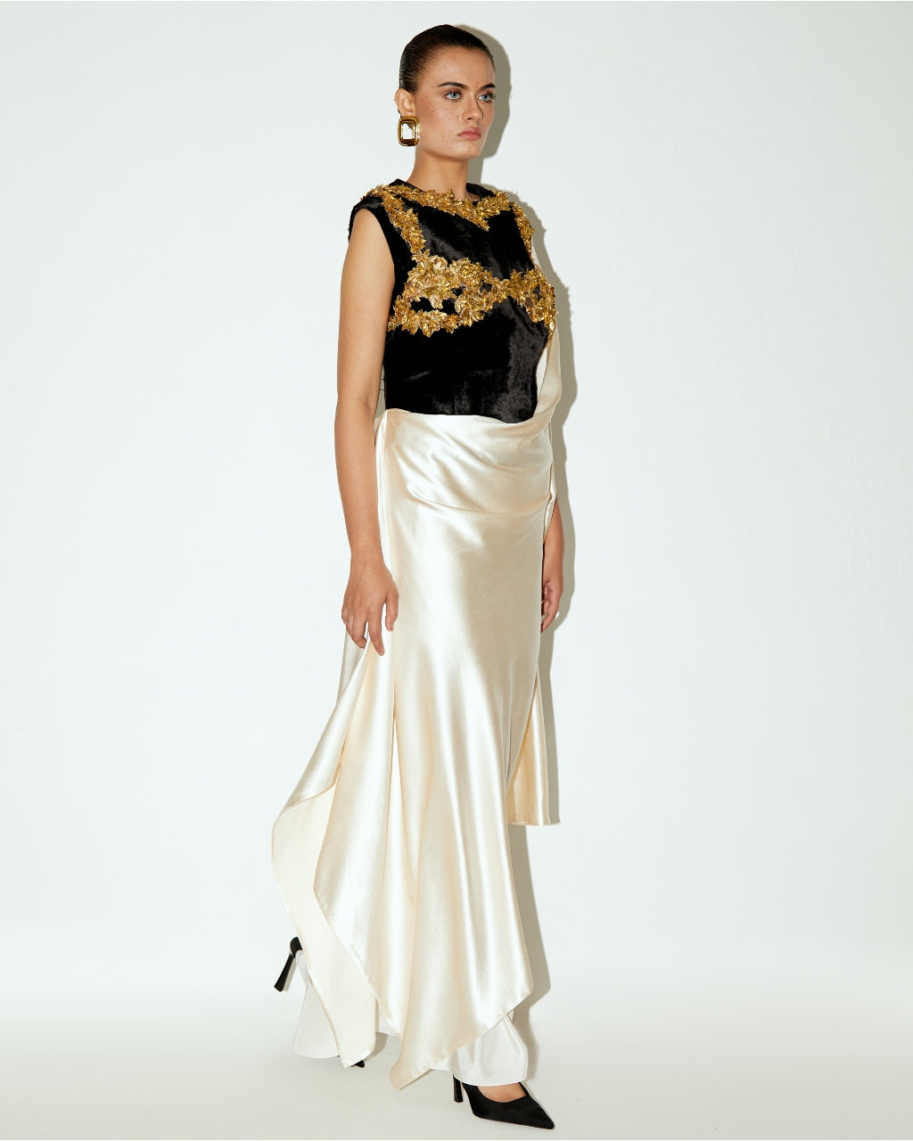 Athena Basque With A Drape & A Slip Skirt