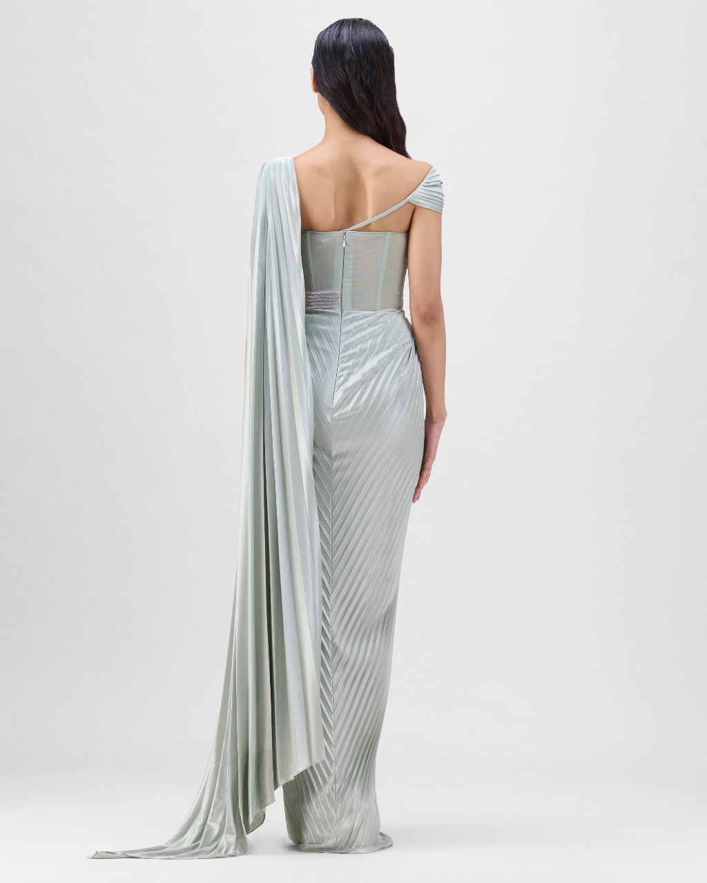 Sage Mineral Plisse Gown