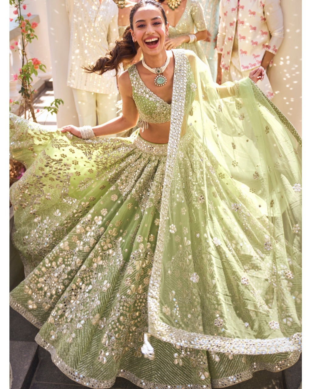 Neon Green Lehenga Set