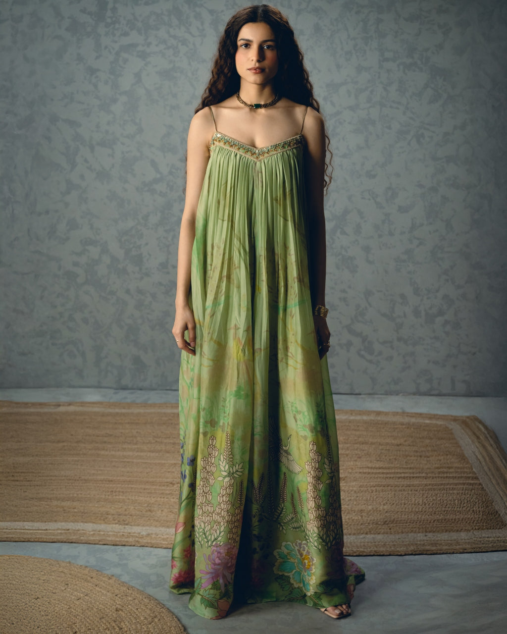 Yume Pishta Green Jumpsuit Set