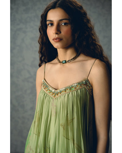 Yume Pishta Green Jumpsuit Set