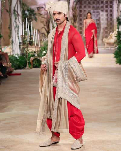 Red Kurta Dhoti Set