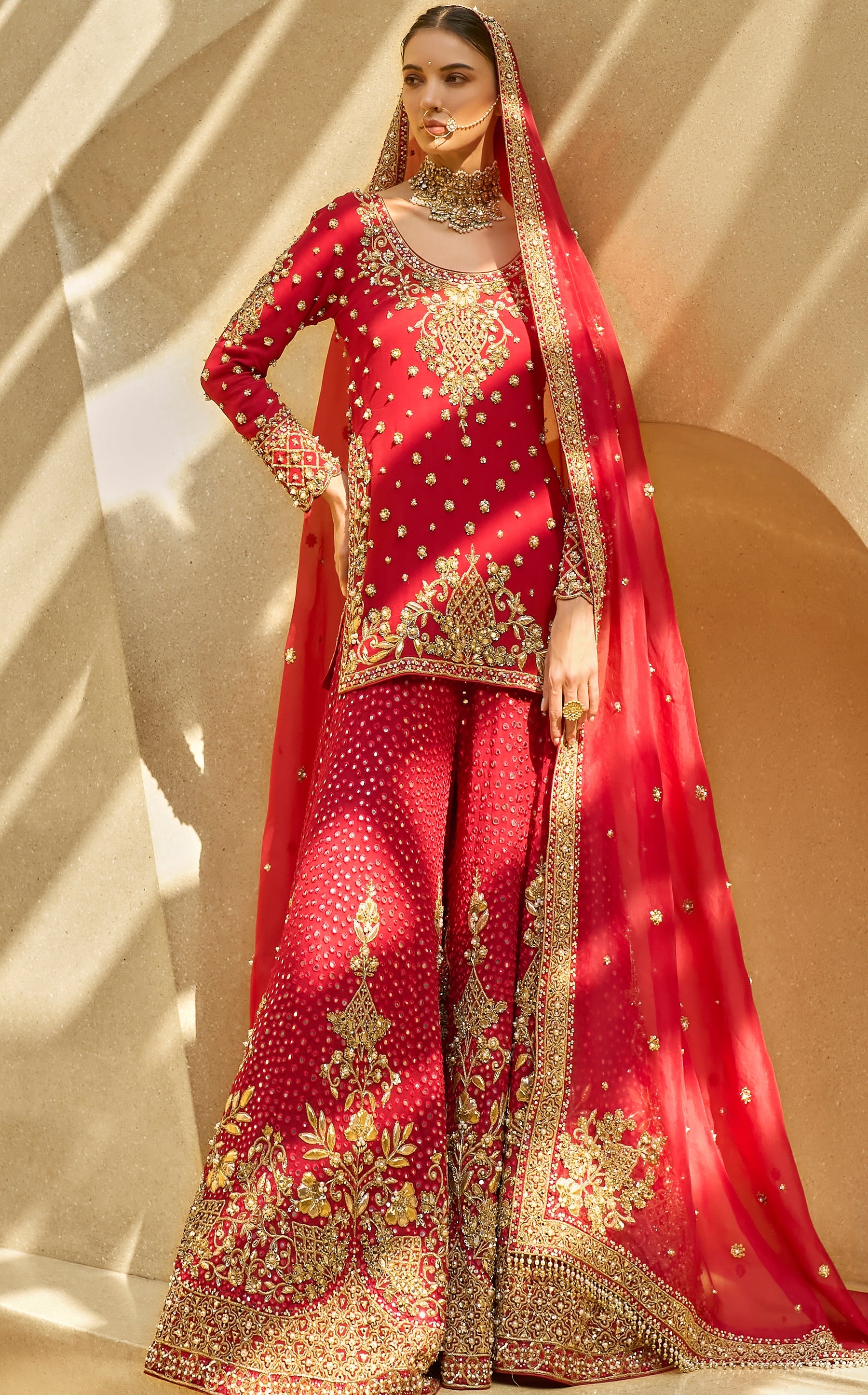 Ruby Red Sharara Set