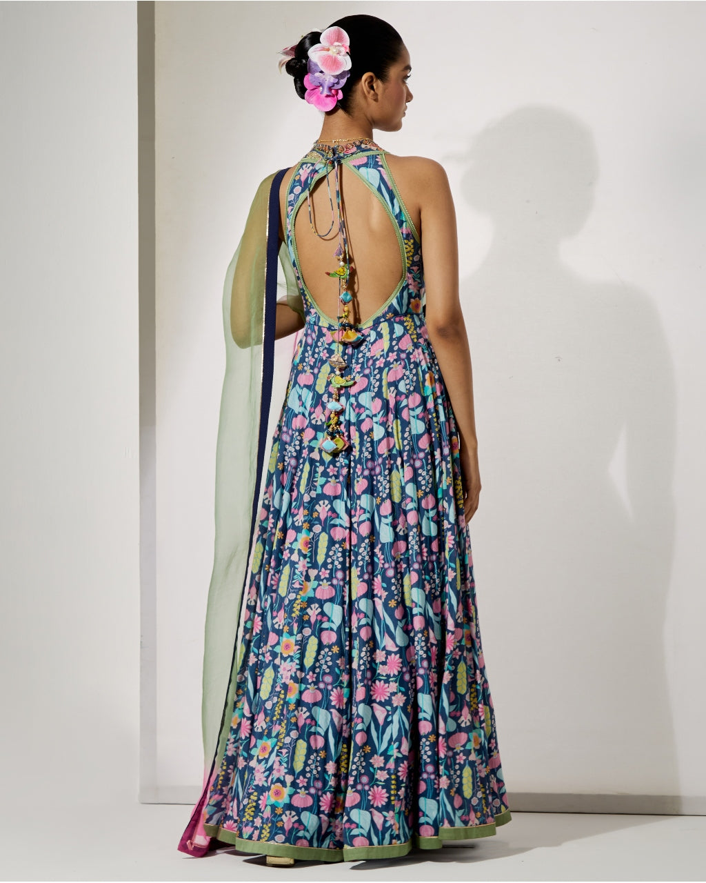 Midnight Bloom Silk Anarkali Set