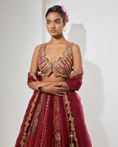Rani Pink Banarasi Lehenga Set