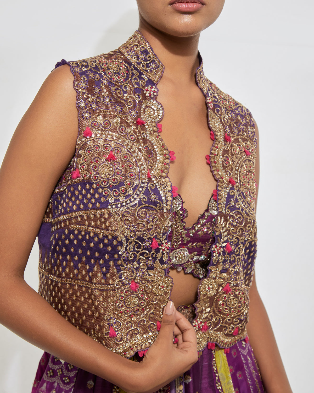 Purple Embroidered Lehenga Set