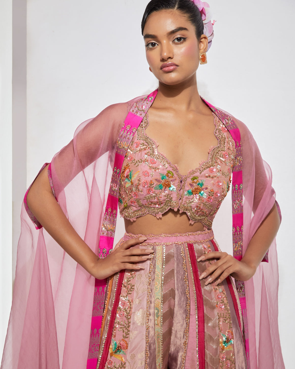 Mauve Blush Pink Embroidered Sharara Set