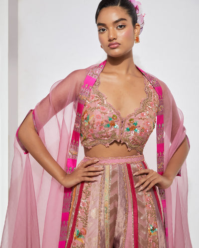Mauve Blush Pink Embroidered Sharara Set