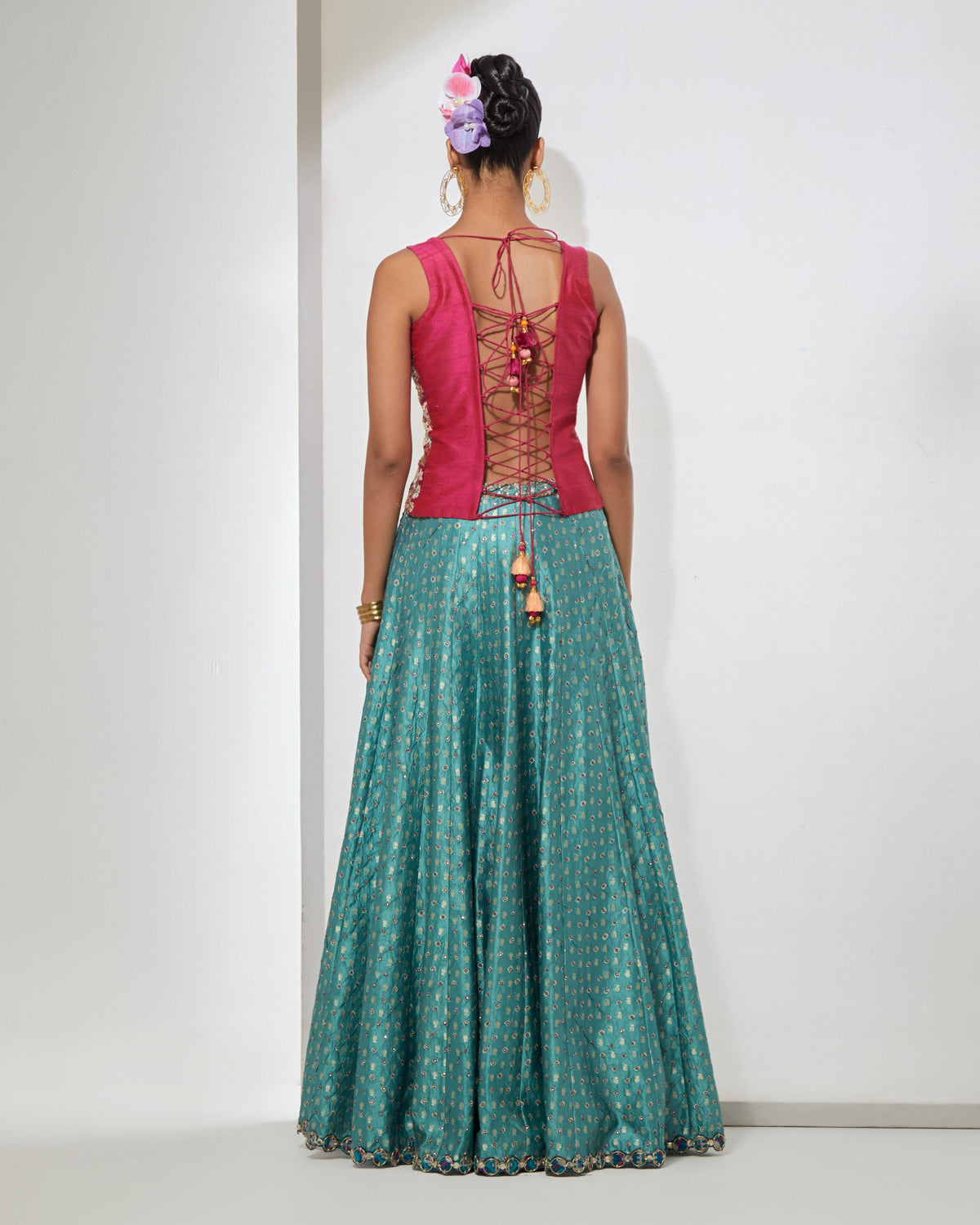 Rani Pink & Teal Lehenga