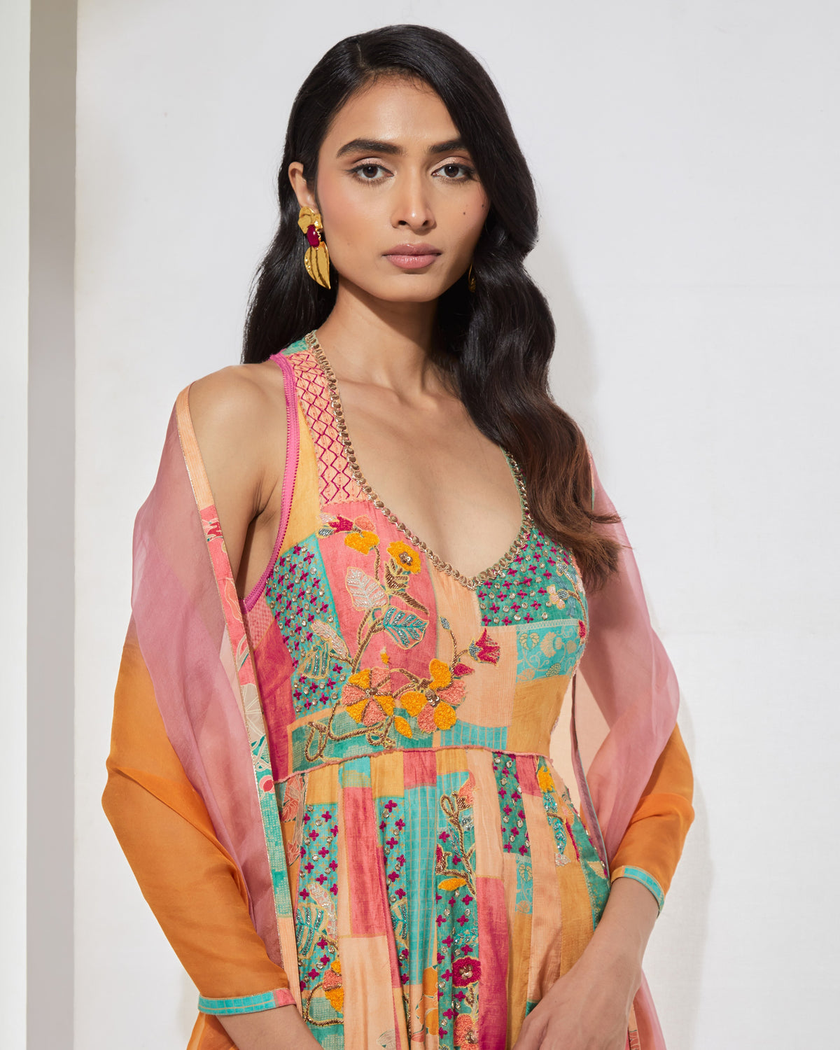 Pastel Floral Anarkali With Dupatta